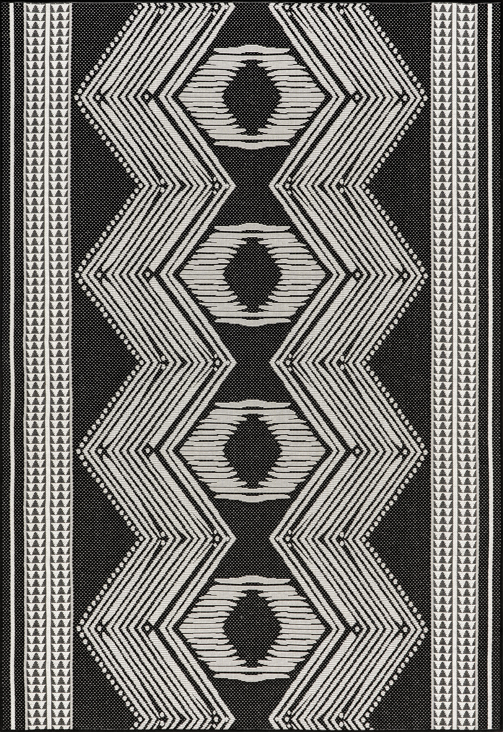 Iris Totem Indoor/Outdoor Flatweave Rug | Black