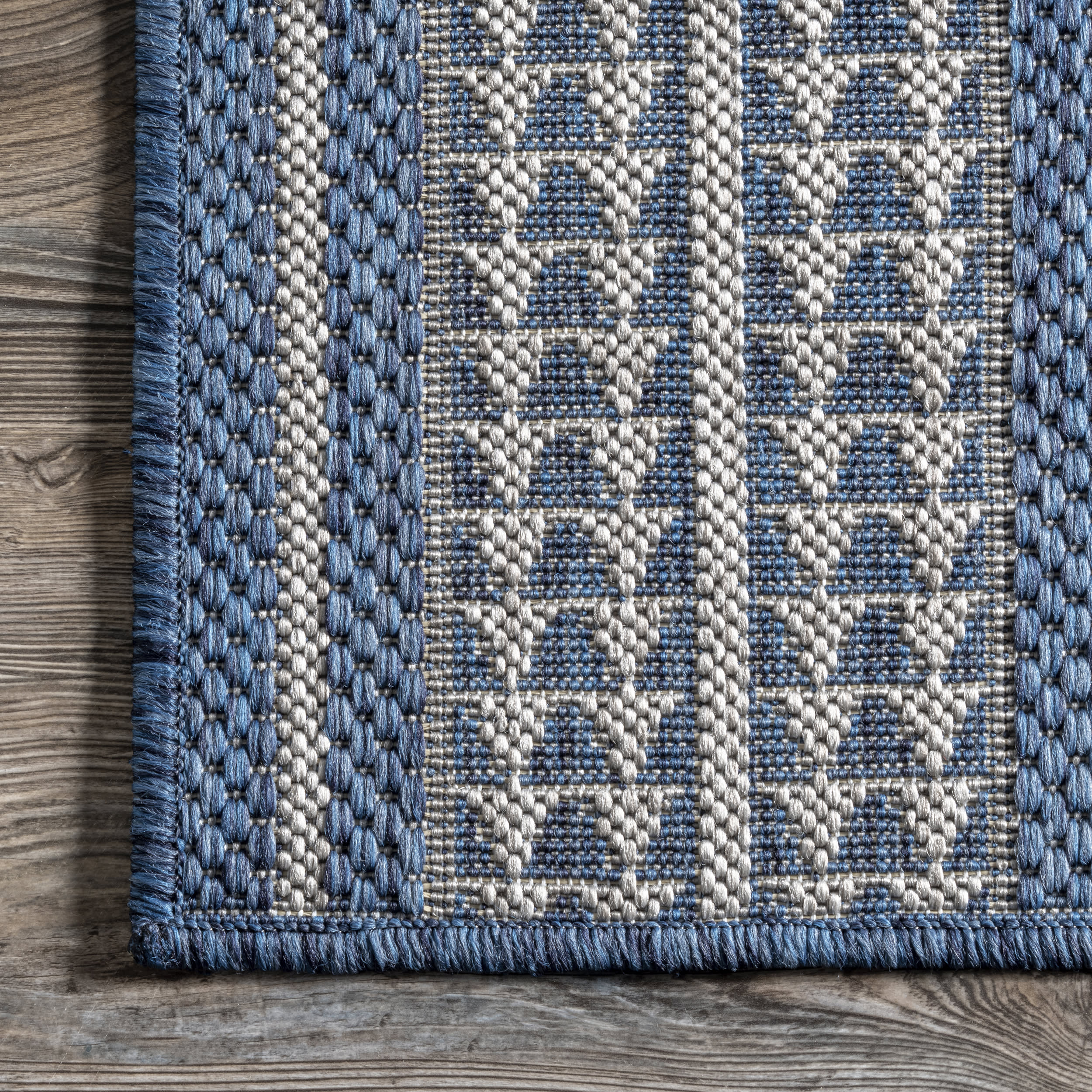 Iris Totem Indoor/Outdoor Flatweave Rug | Blue - Image 3