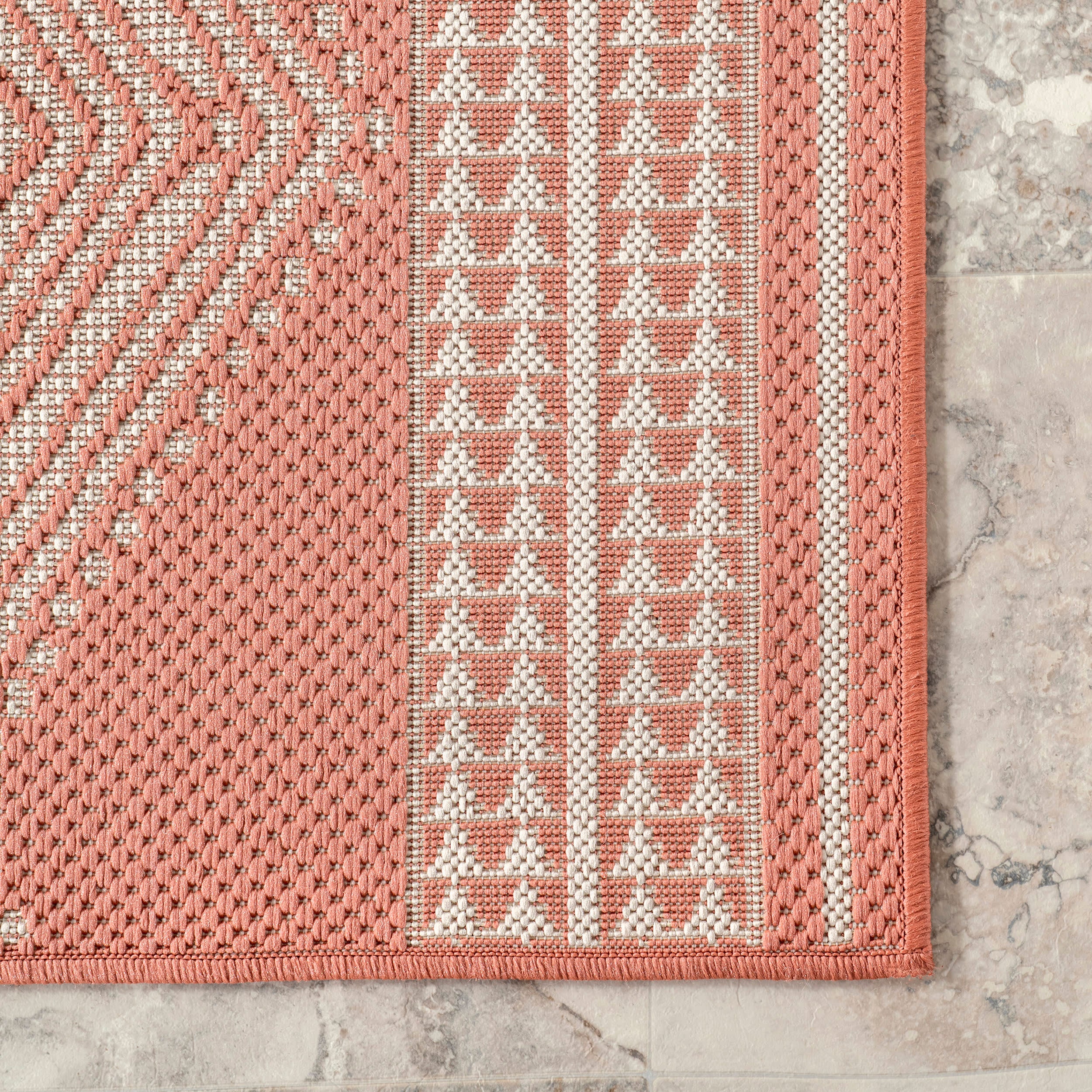 Iris Totem Indoor/Outdoor Flatweave Rug | Coral - Image 3