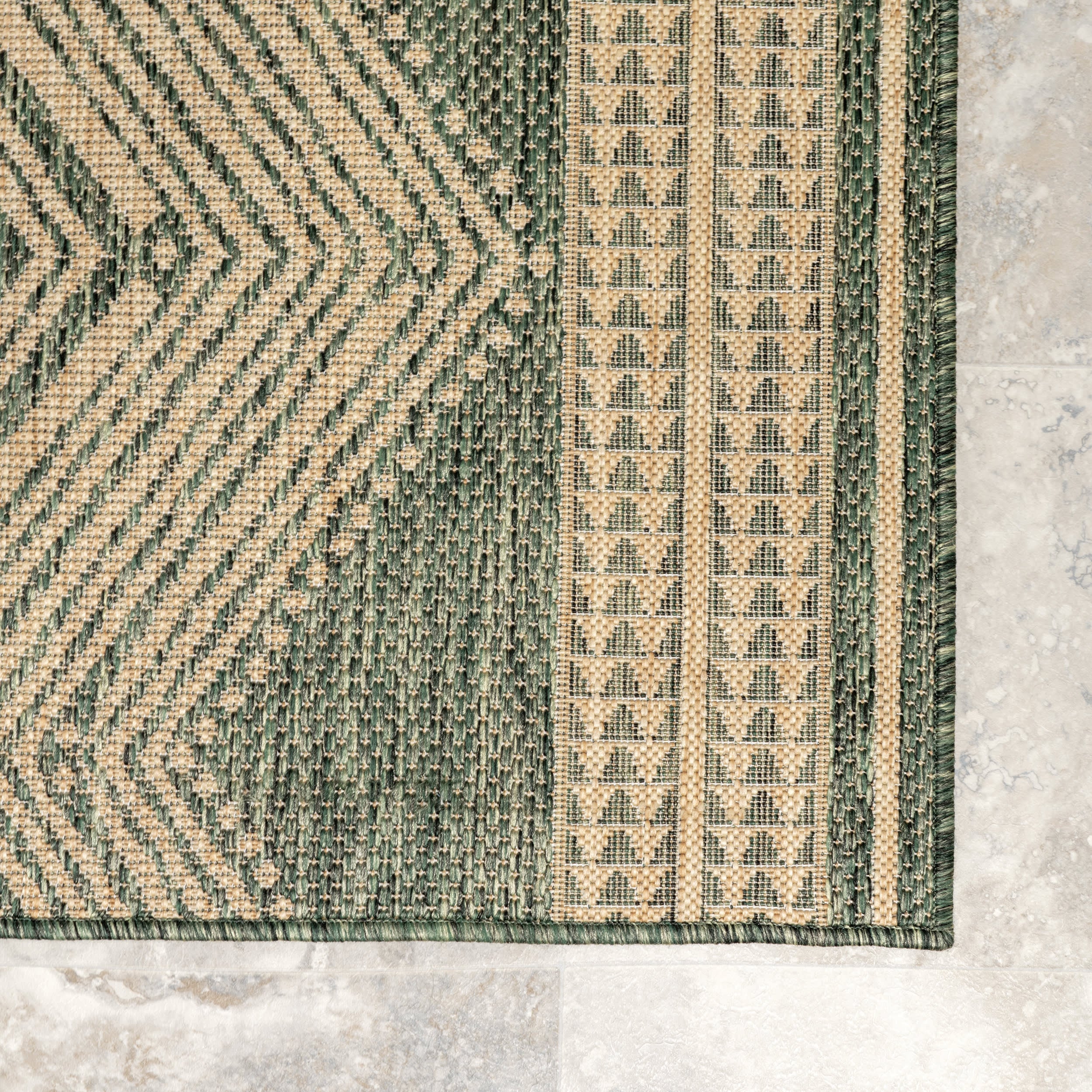 Iris Totem Indoor/Outdoor Flatweave Rug | Green - Image 4