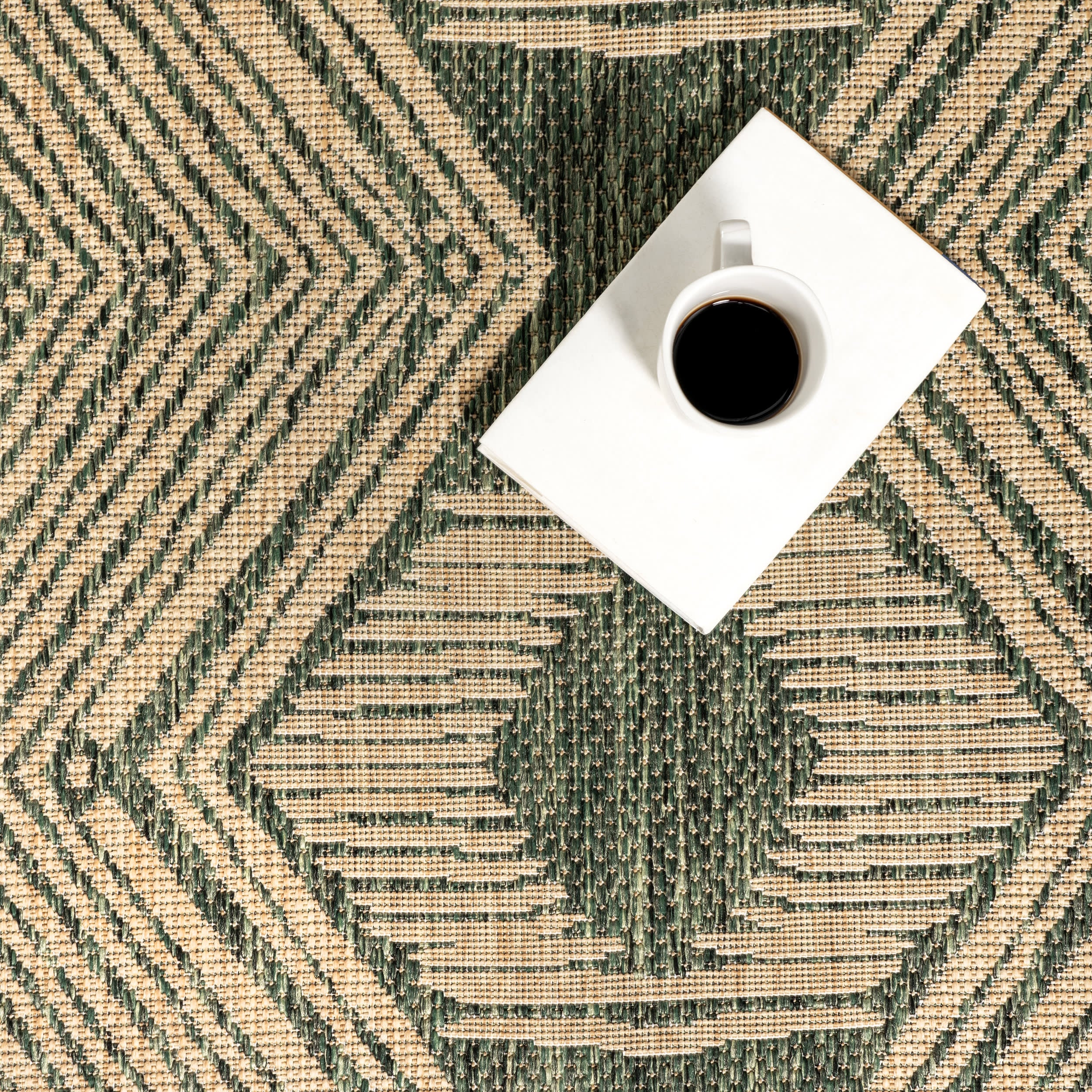 Iris Totem Indoor/Outdoor Flatweave Rug | Green - Image 8