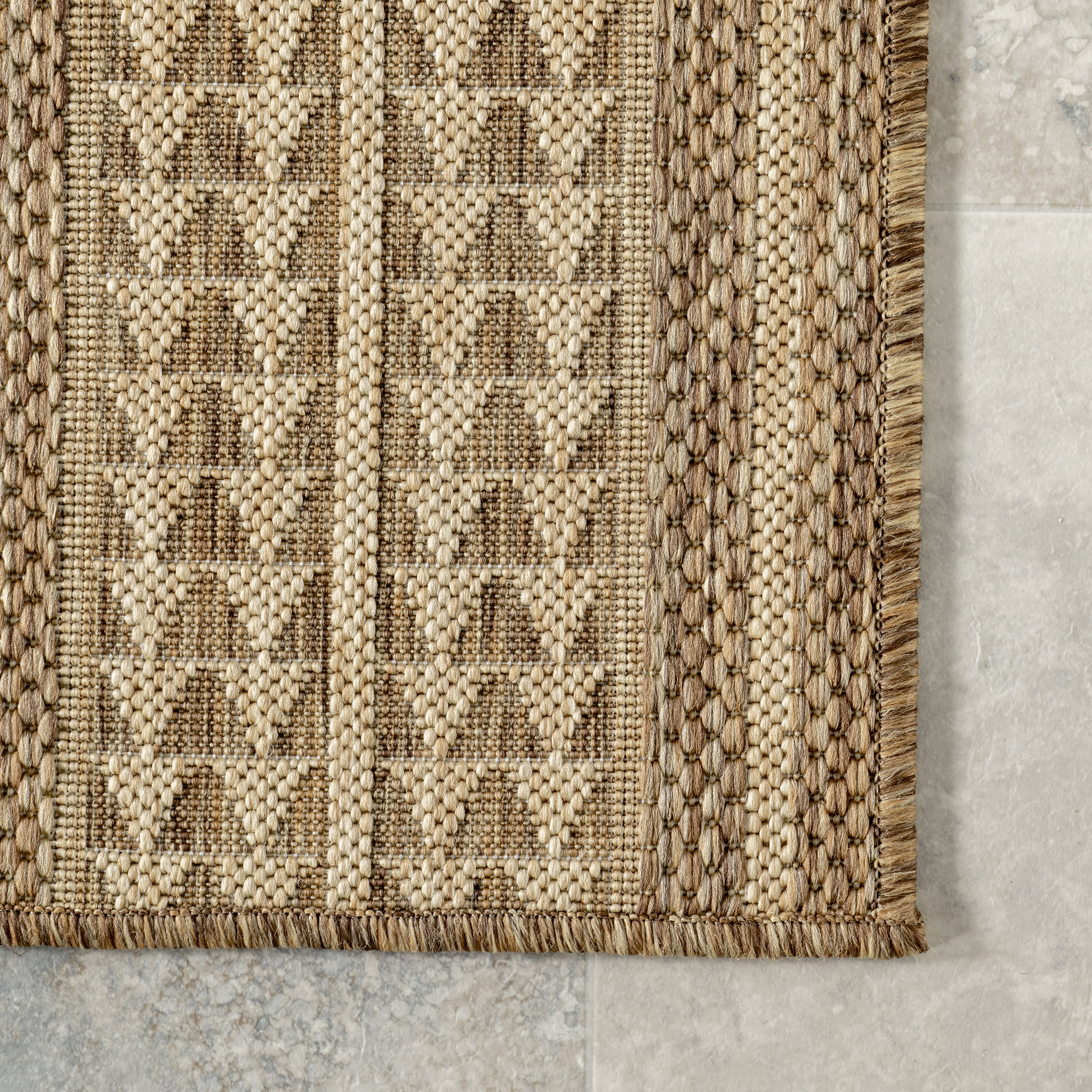 Iris Totem Indoor/Outdoor Flatweave Rug | Light Brown - Image 3