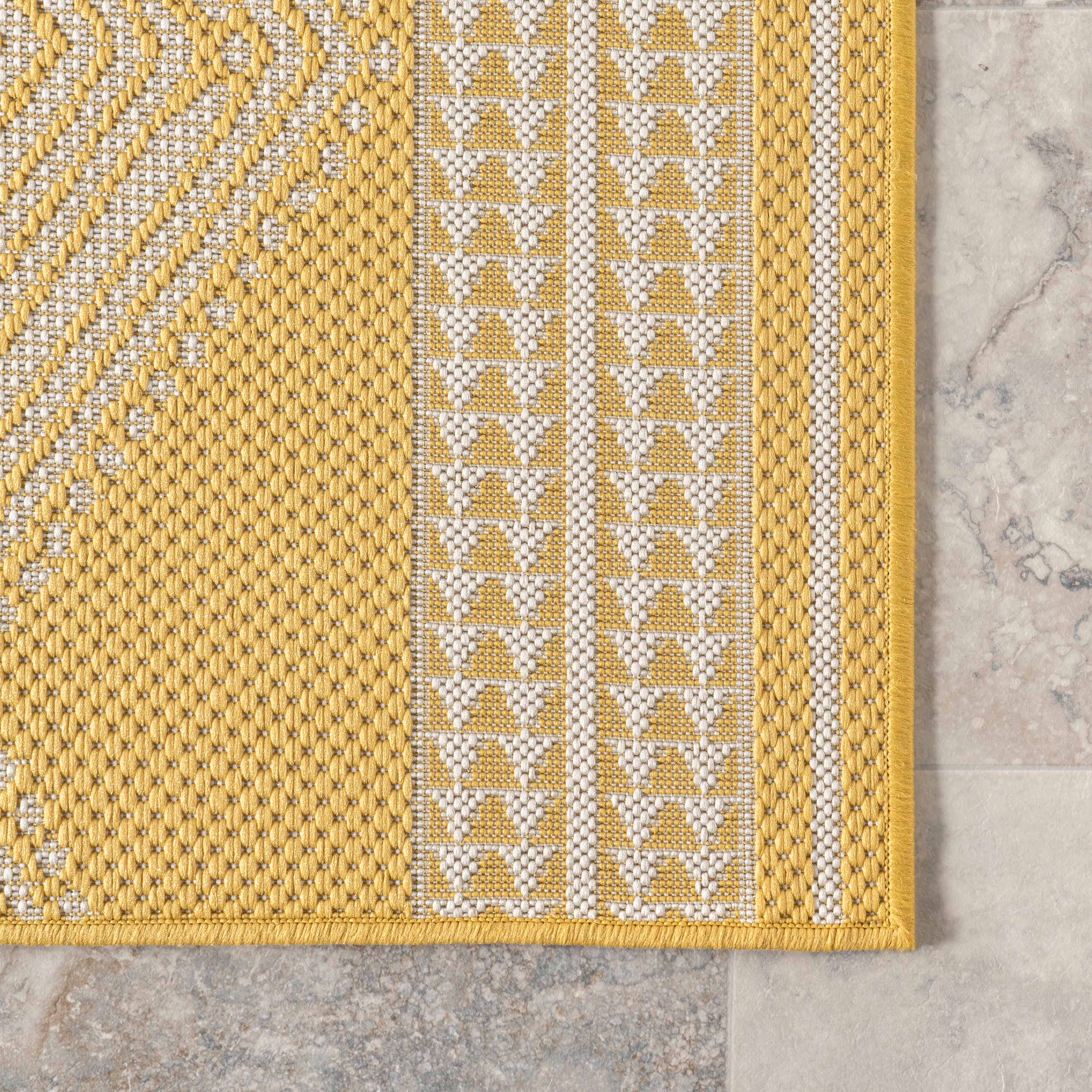 Iris Totem Indoor/Outdoor Flatweave Rug | Yellow - Image 3