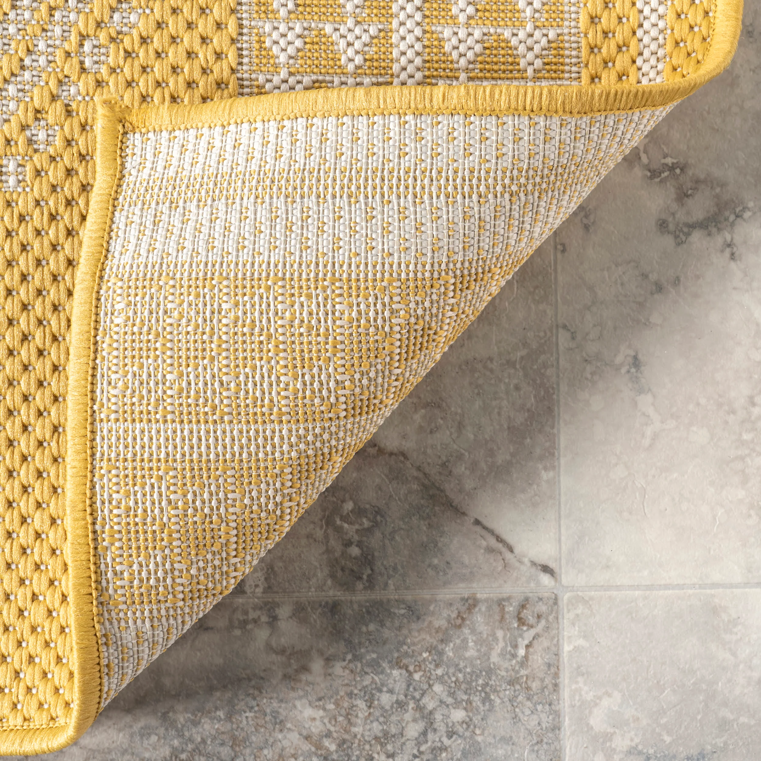 Iris Totem Indoor/Outdoor Flatweave Rug | Yellow - Image 6