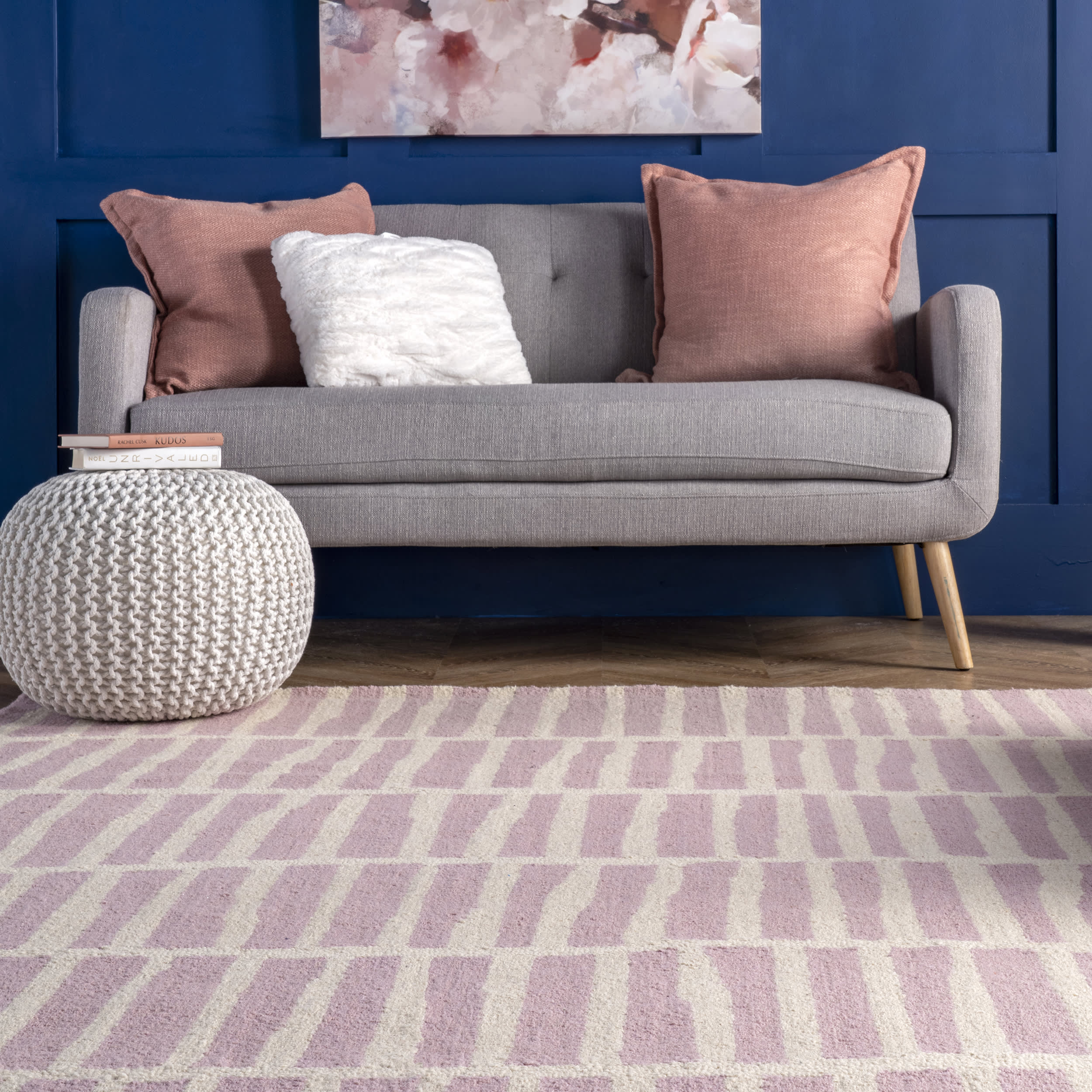 Irregular Parallel Bars Rug | Baby Pink - Image 4