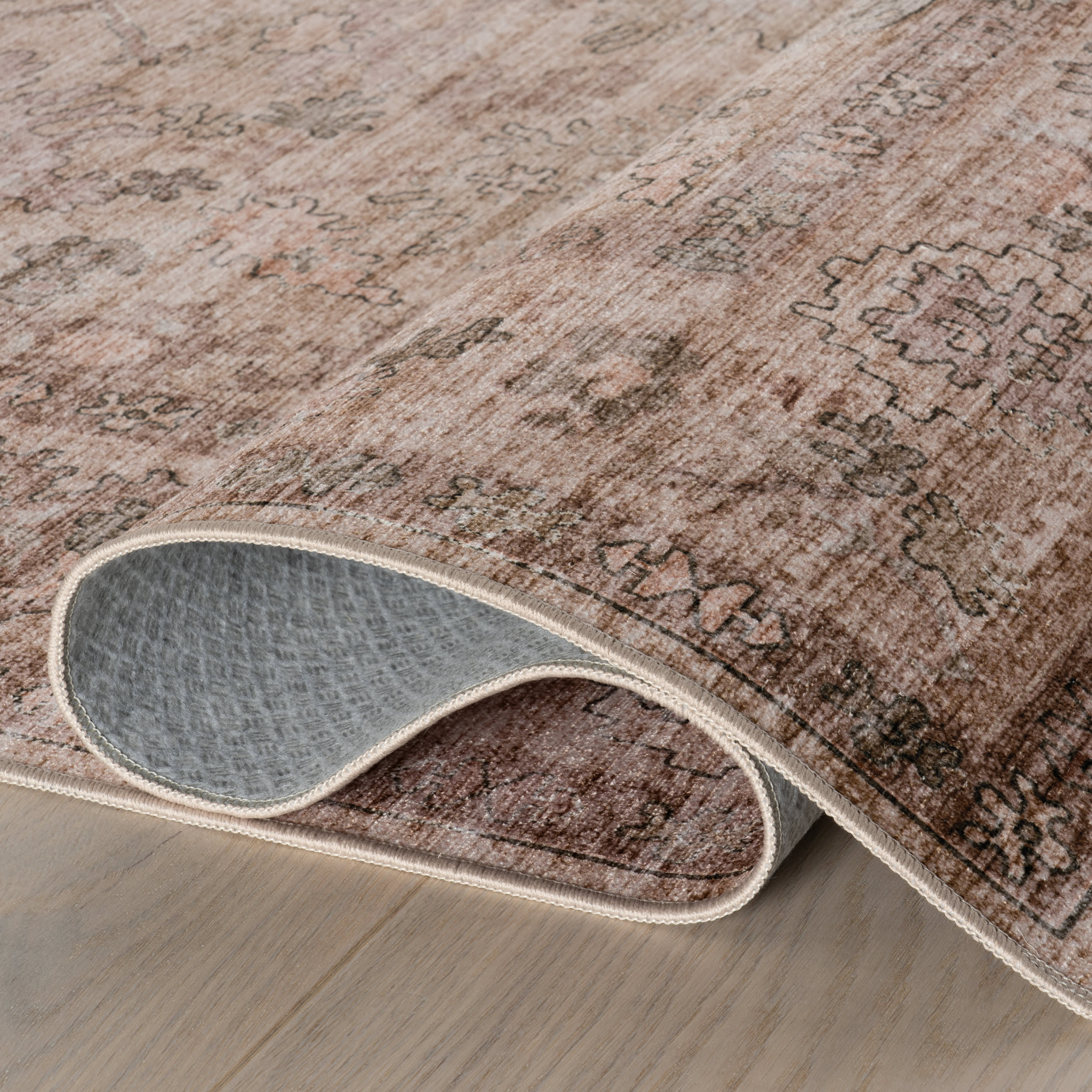 Ise Traditional Floral Washable Rug | Peach - Image 7