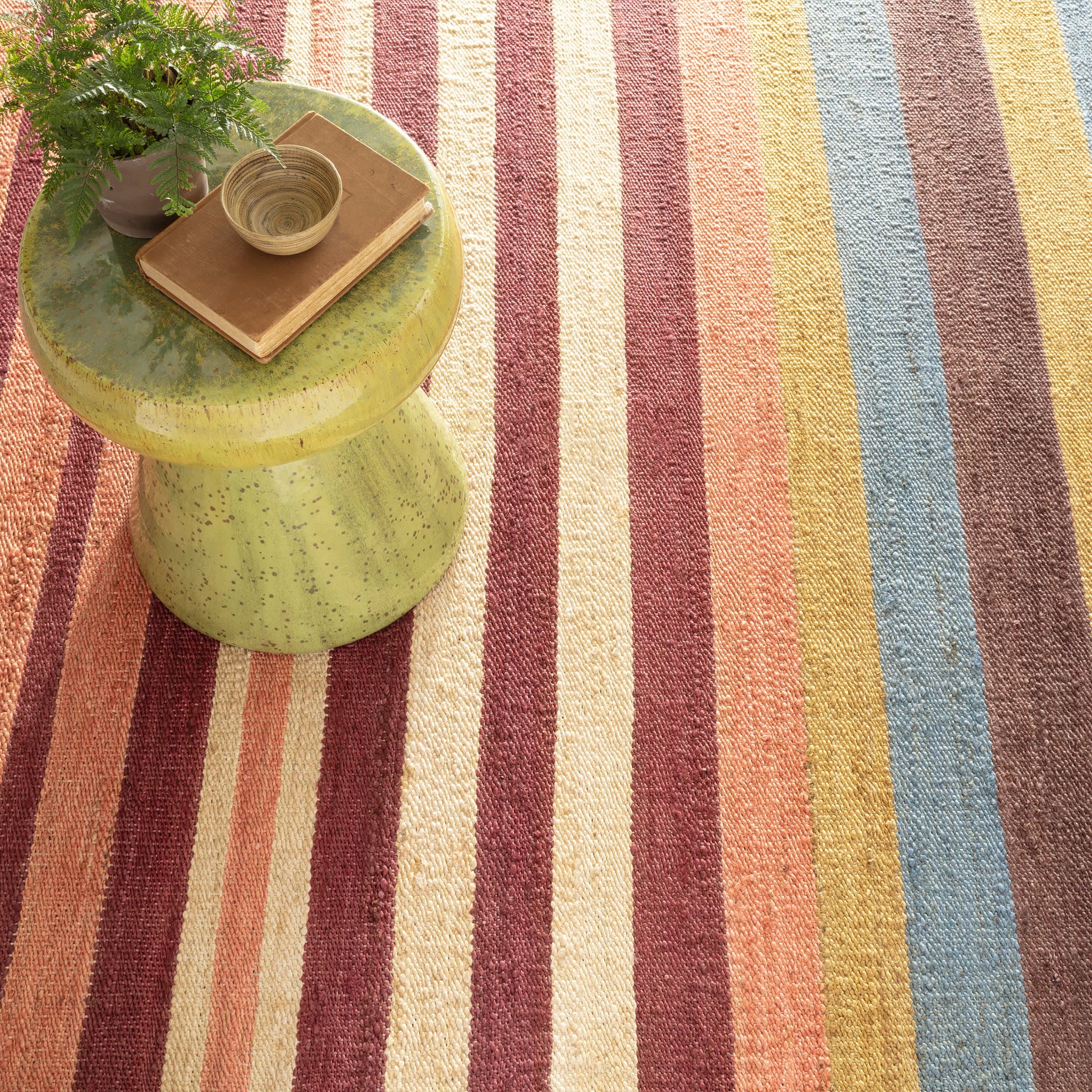 Isle Stripe Handwoven Jute Rug | Pink - Image 3
