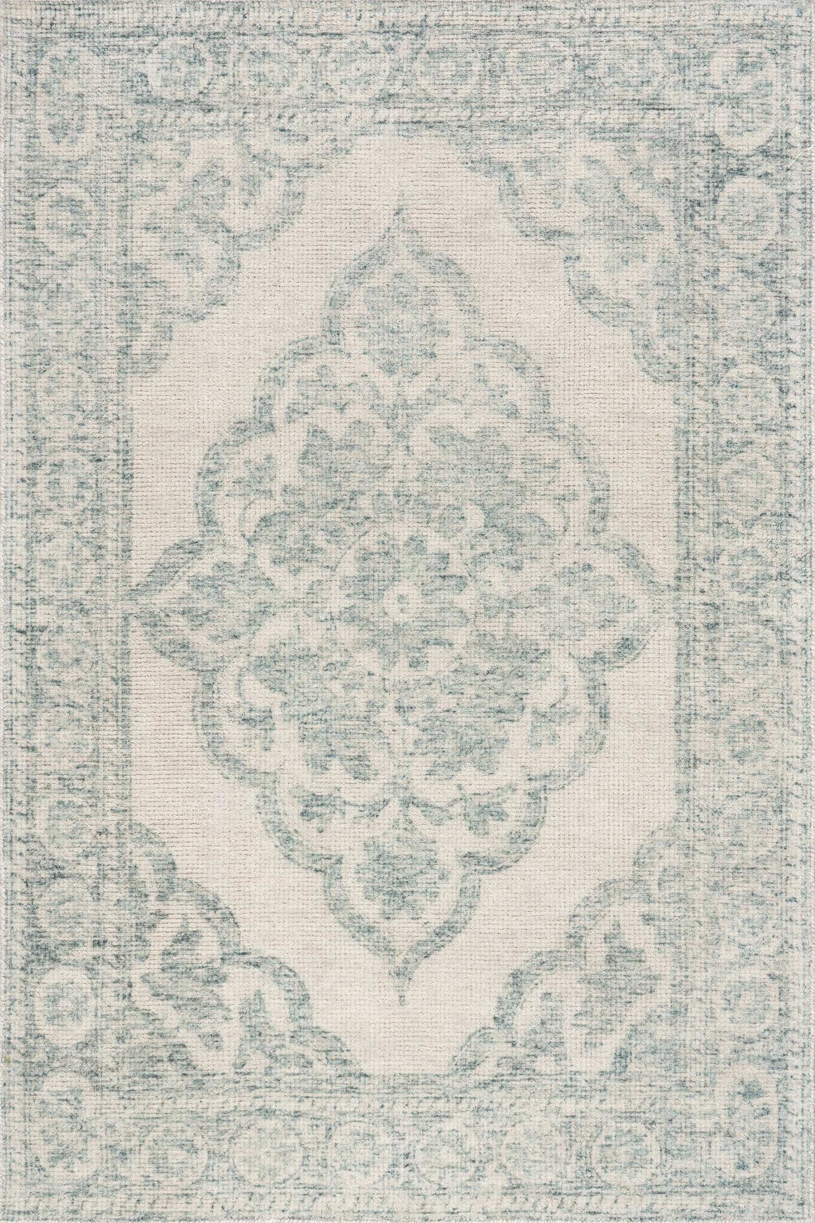 Istanbul Hand Tufted Ornate Border Wool-Blend Rug | Teal