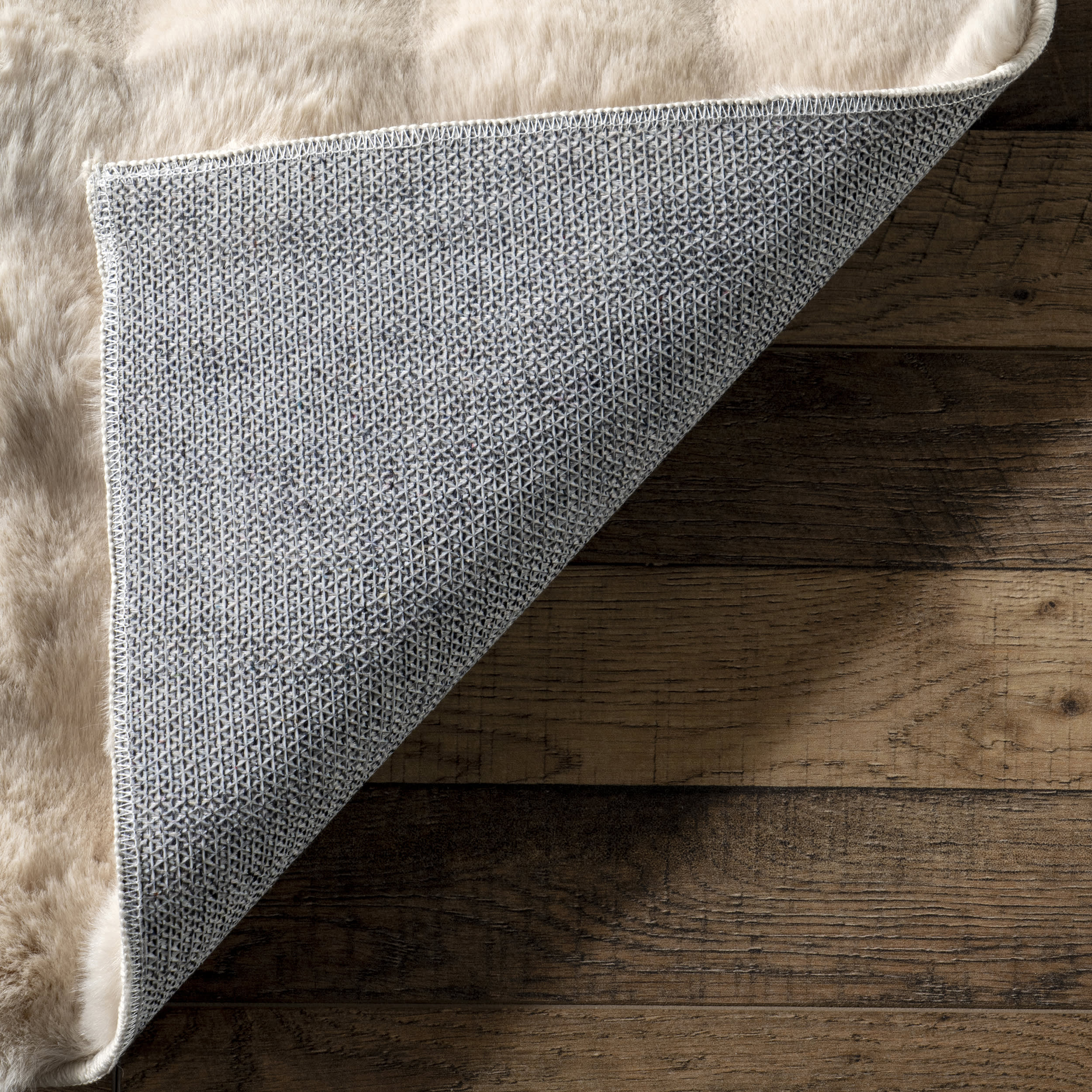 Ivana Checkered Plush Cloud Washable Rug | Beige - Image 2