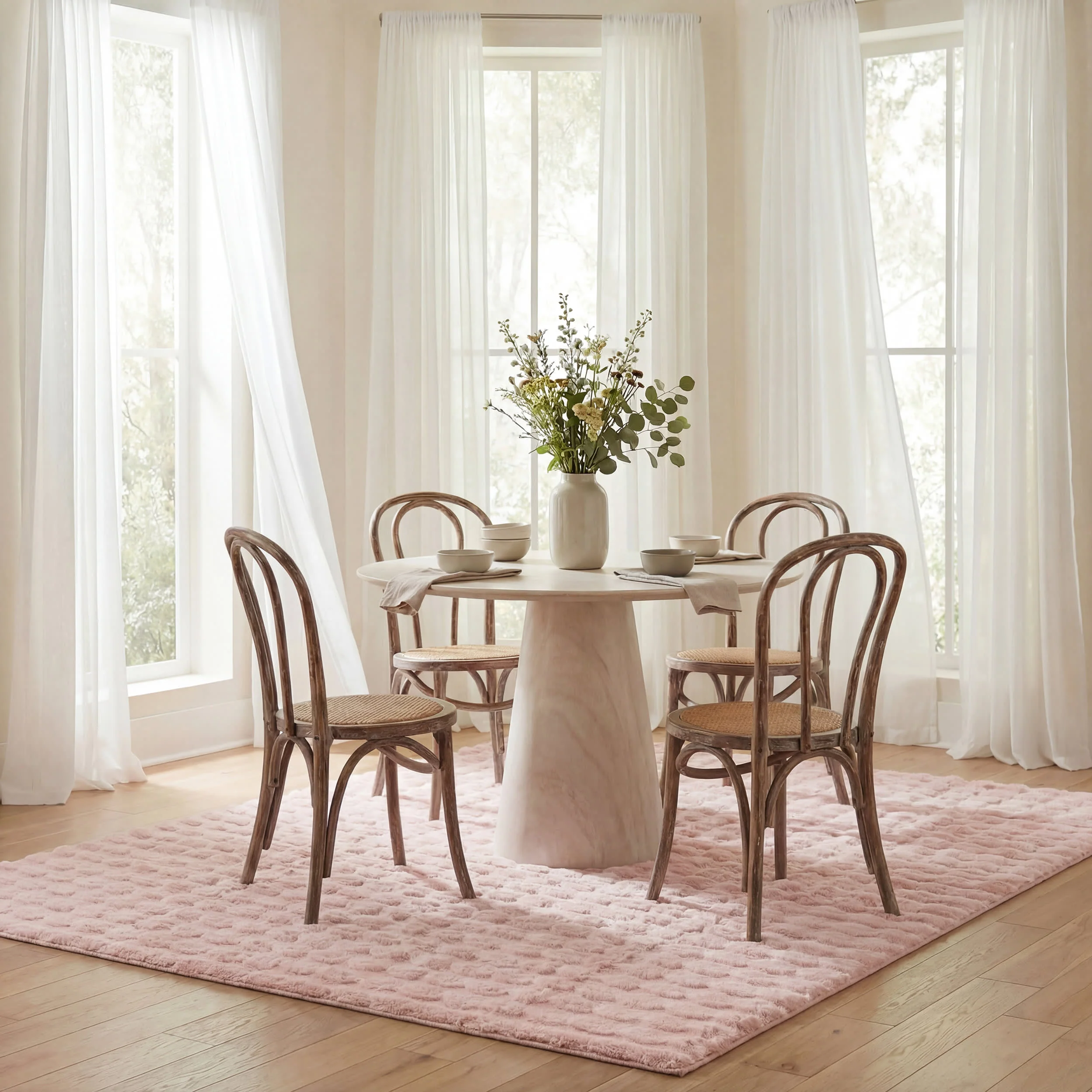 Ivana Checkered Plush Cloud Washable Rug | Blush - Image 6