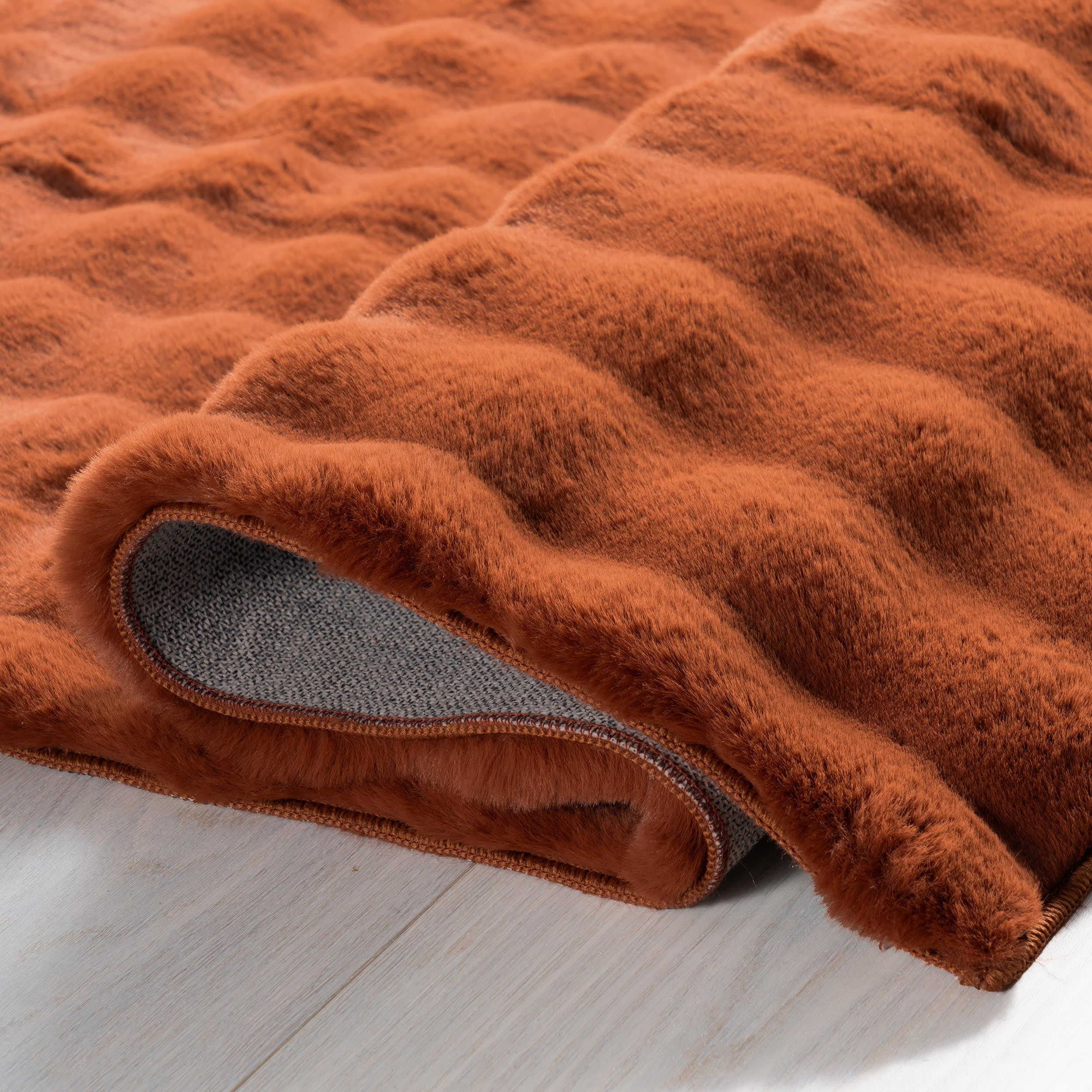 Ivana Checkered Plush Cloud Washable Rug | Brick - Image 11