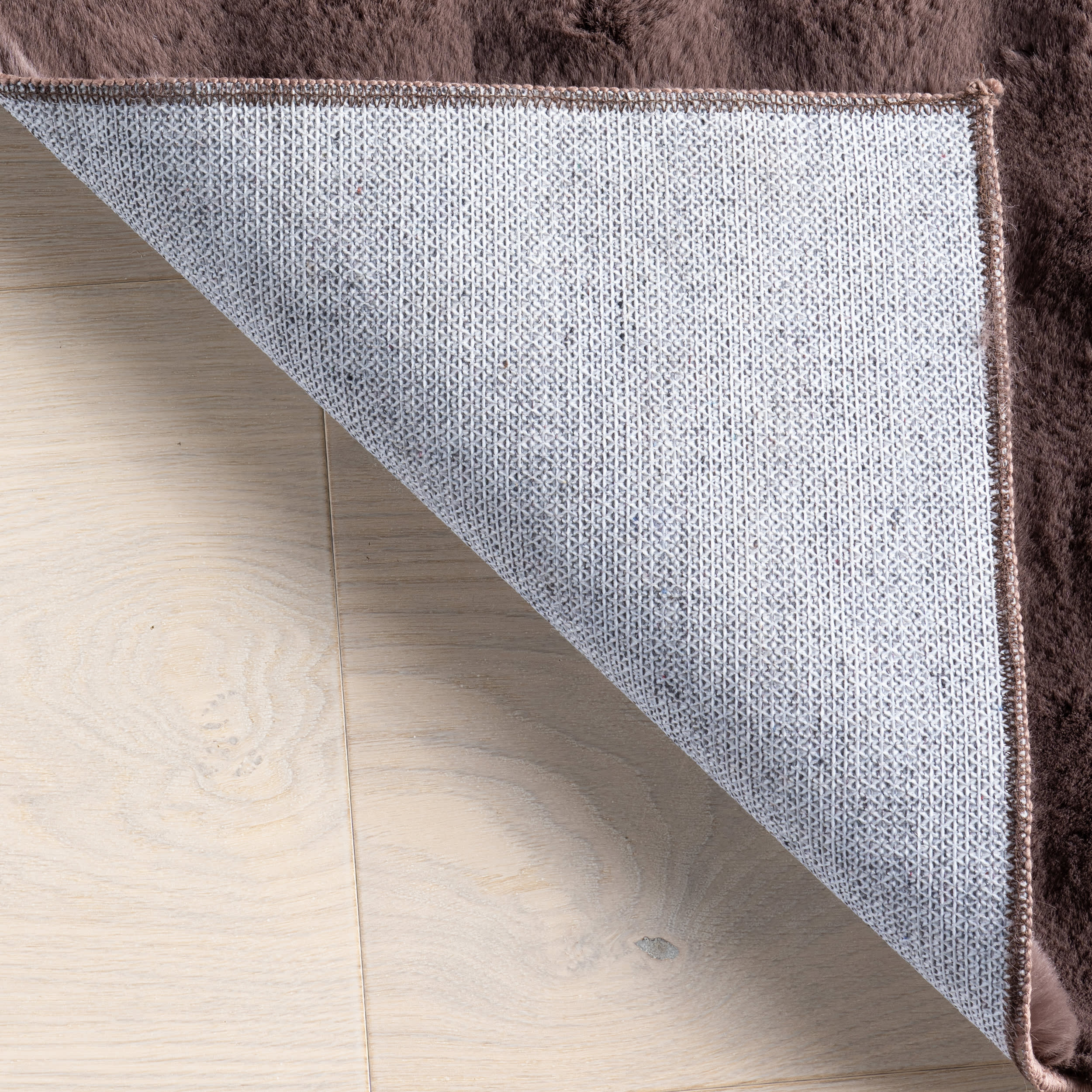 Ivana Checkered Plush Cloud Washable Rug | Dark Brown - Image 8