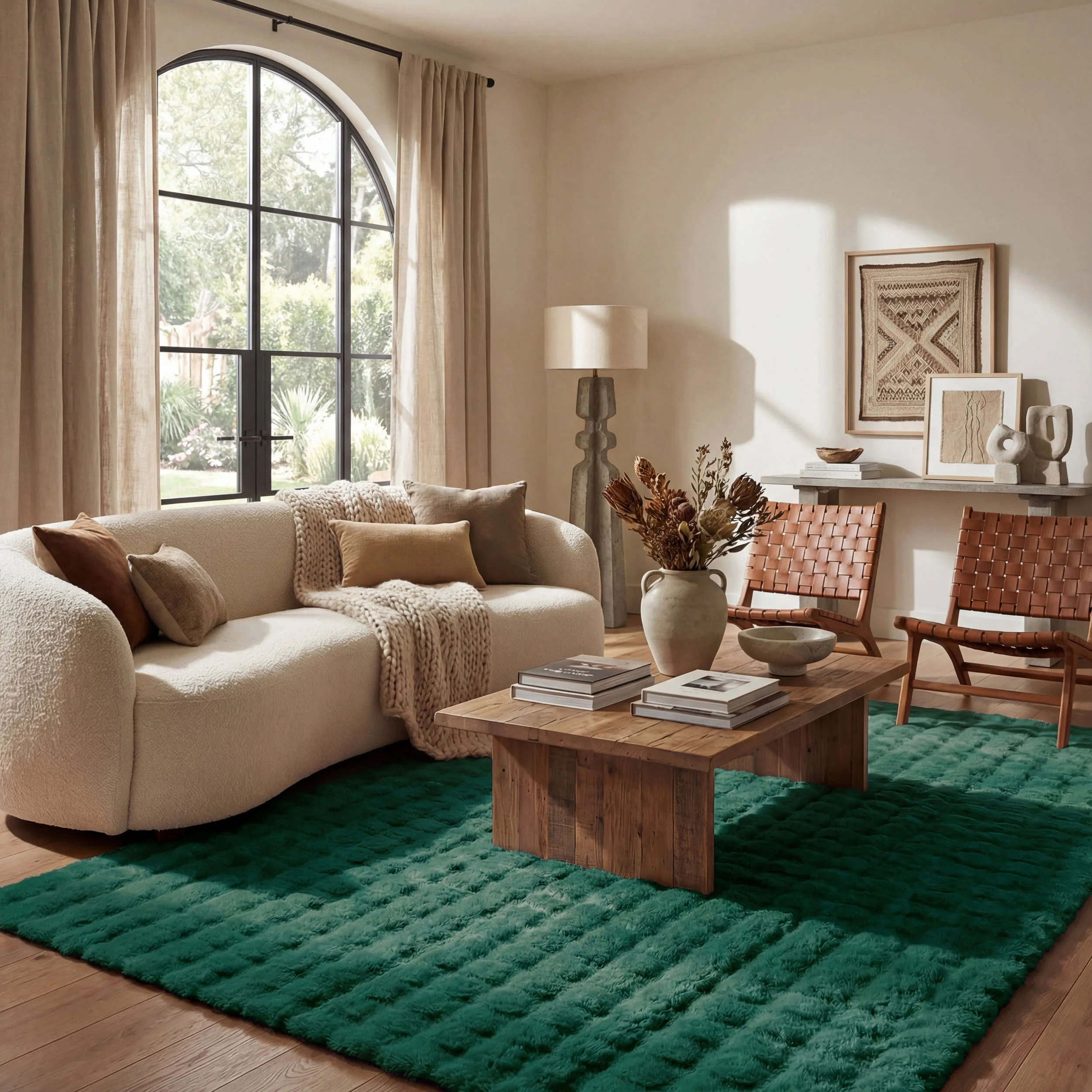 Ivana Checkered Plush Cloud Washable Rug | Hunter Green - Image 2