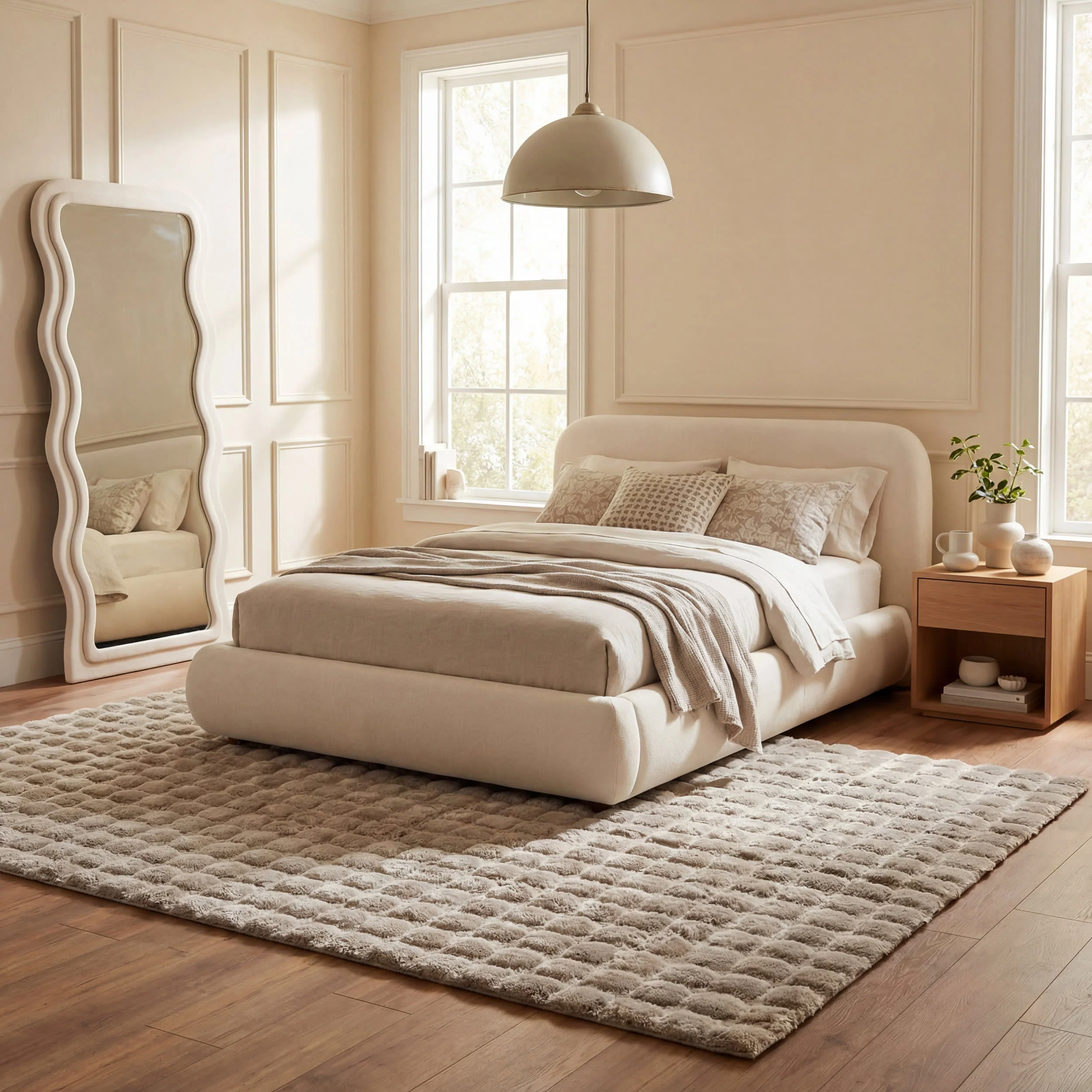 Ivana Checkered Plush Cloud Washable Rug | Taupe - Image 6
