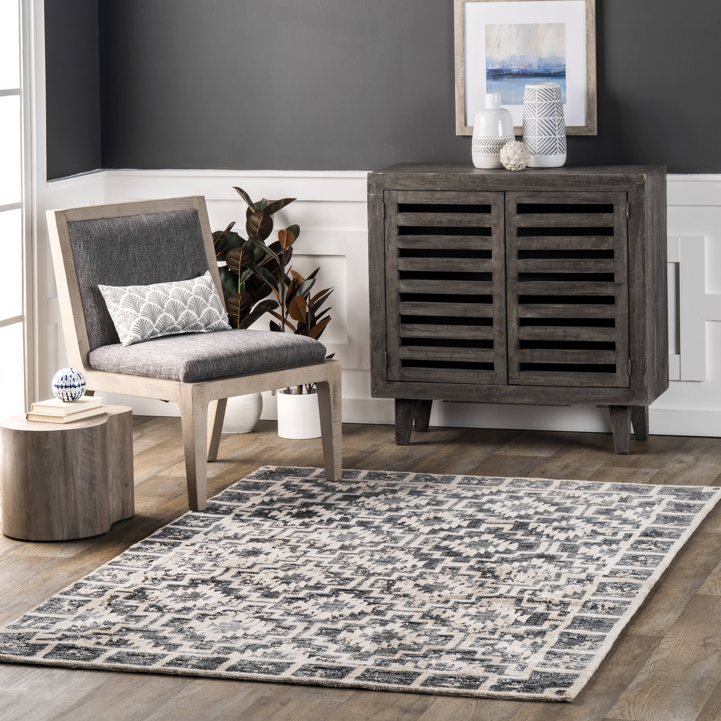 Ivanka Geometric Celtic Rug | Dark Grey - Image 2