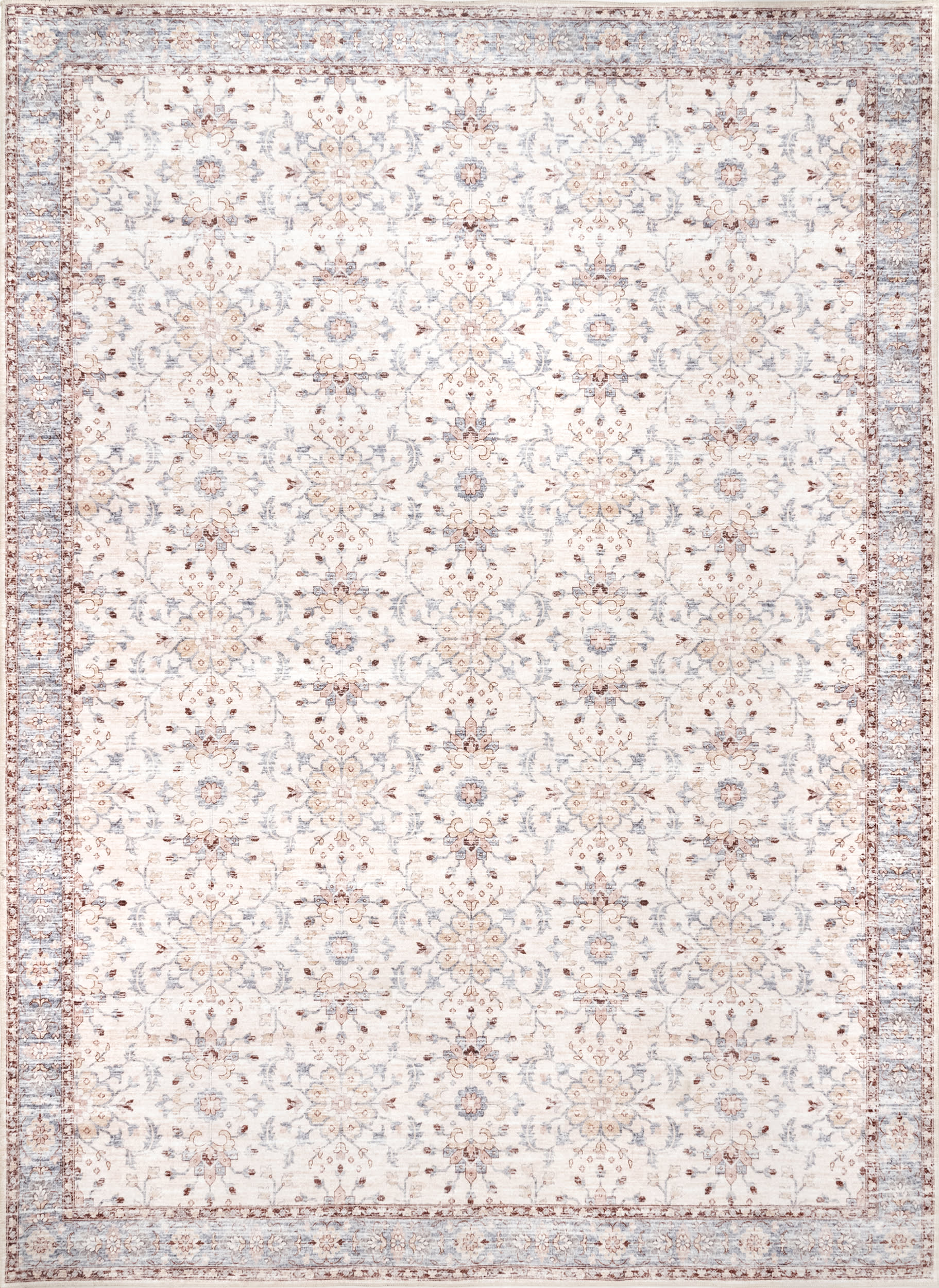Ivied Blossoms Washable Rug | Light Beige