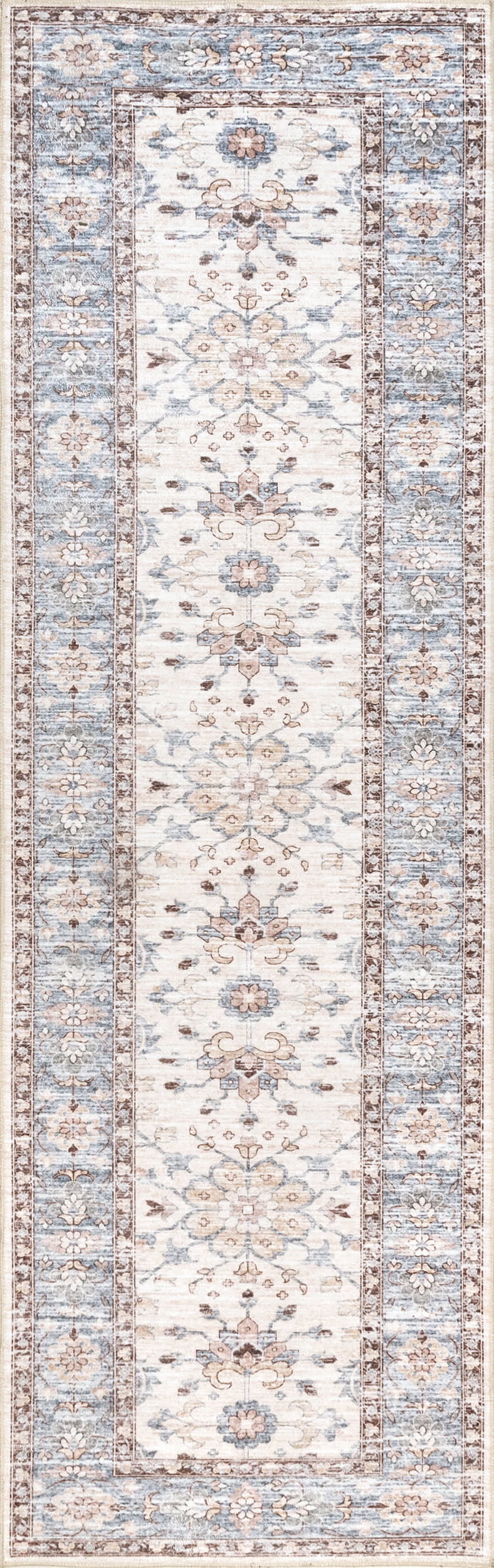 Ivied Blossoms Washable Rug | Light Beige