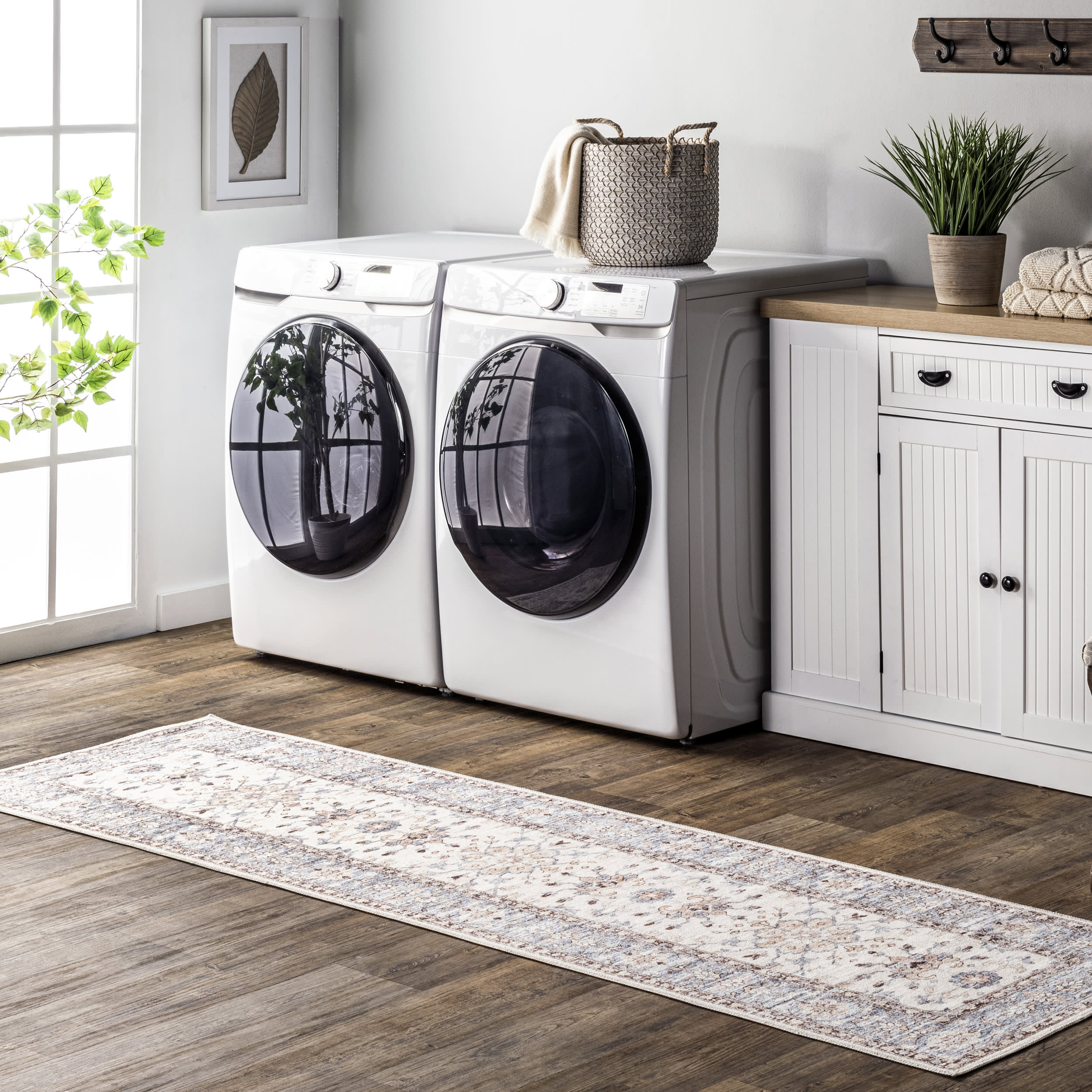 Ivied Blossoms Washable Rug | Light Beige - Image 2