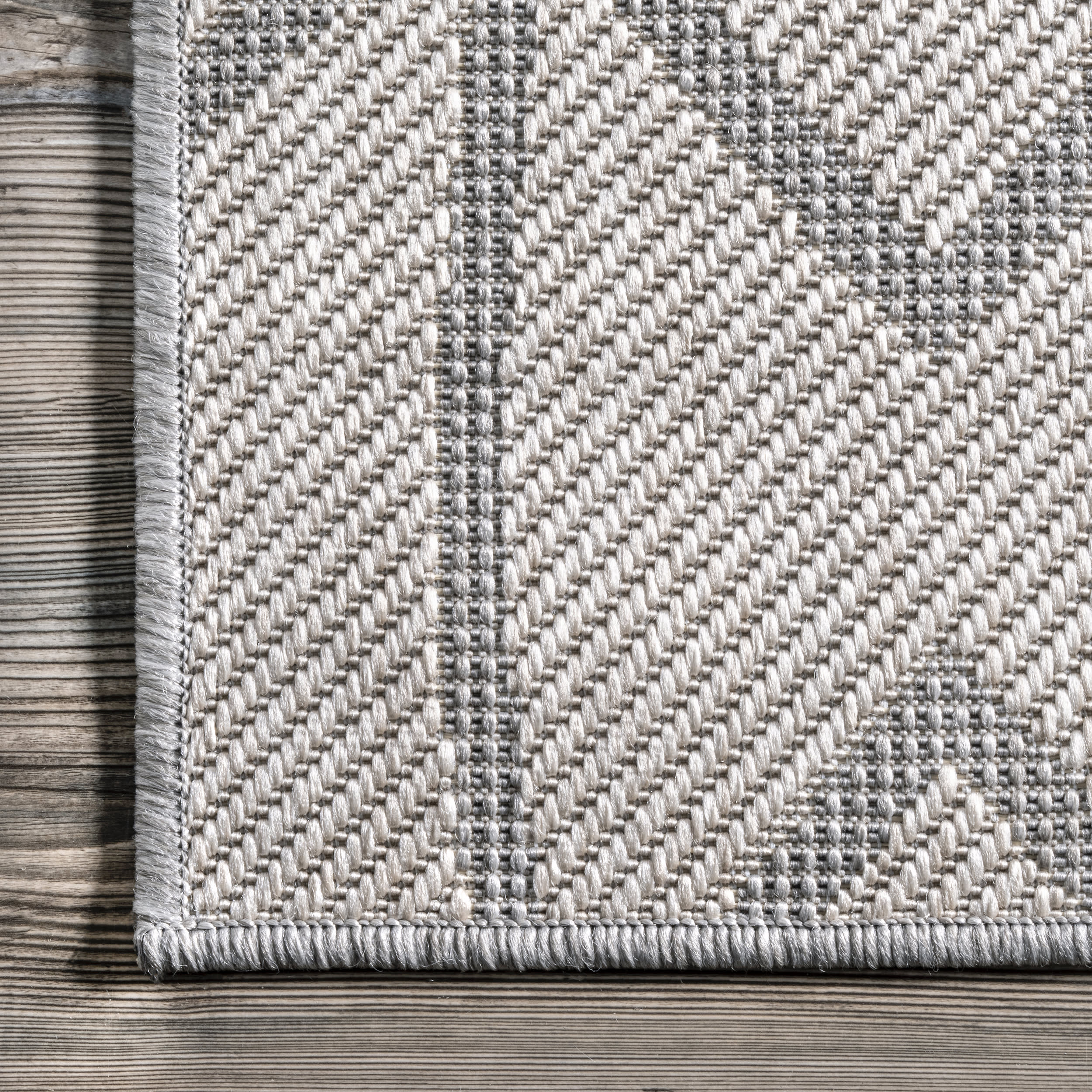 Ivied Trellis Indoor/Outdoor Flatweave Rug | Light Grey - Image 3