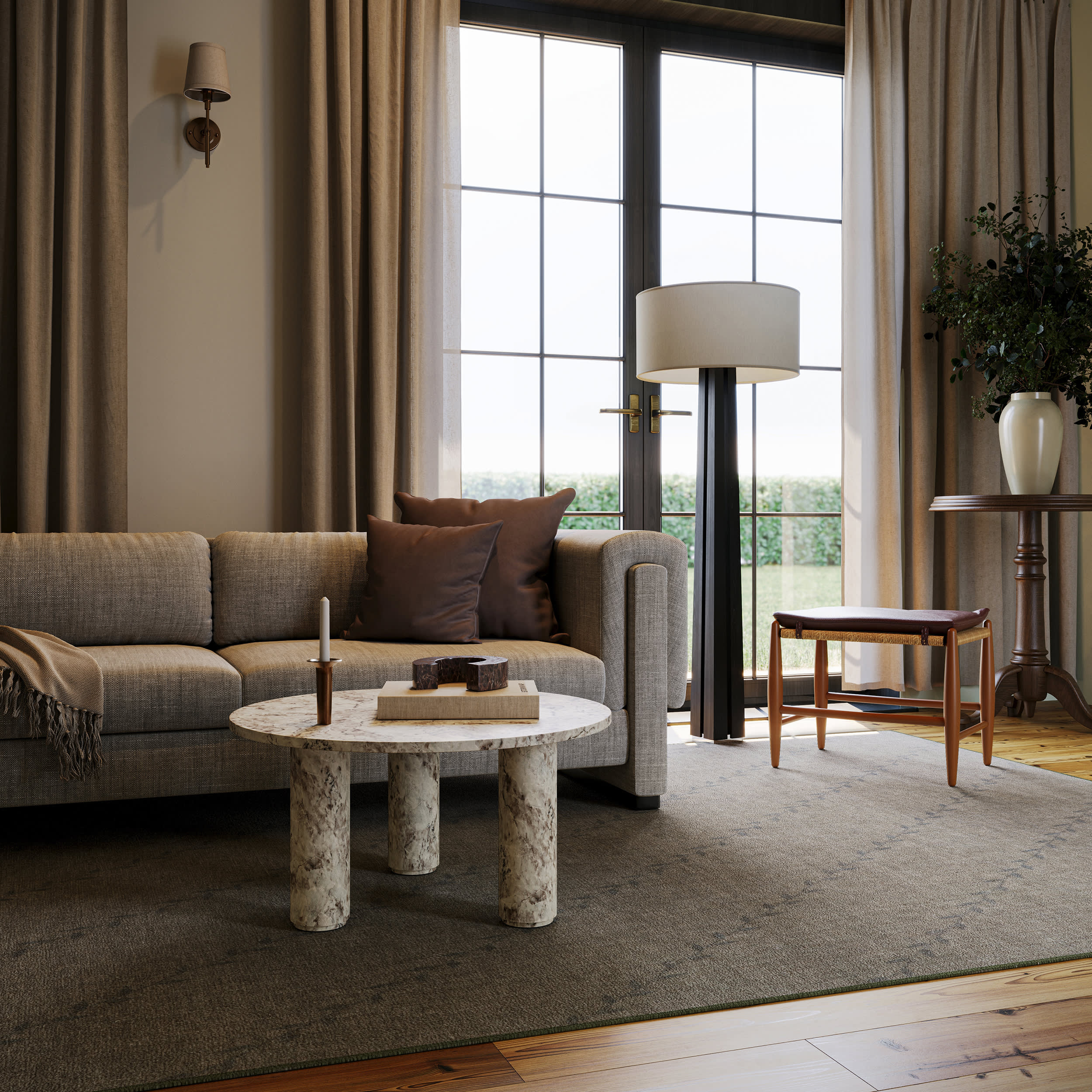Ivy Floral Washable Rug by Nate Berkus | Brown - Image 2