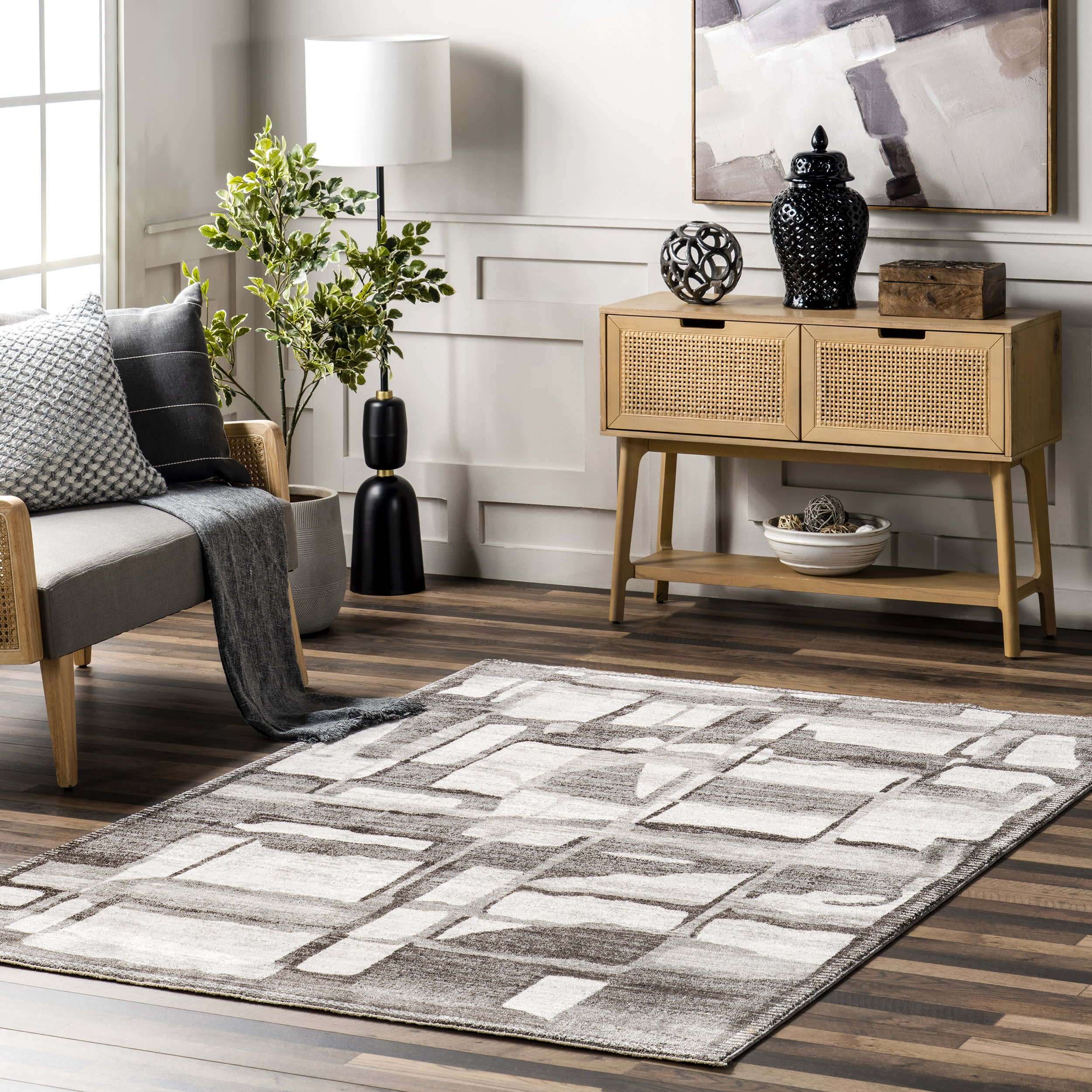 Iyanna Abstract Geometric Rug | Grey - Image 2