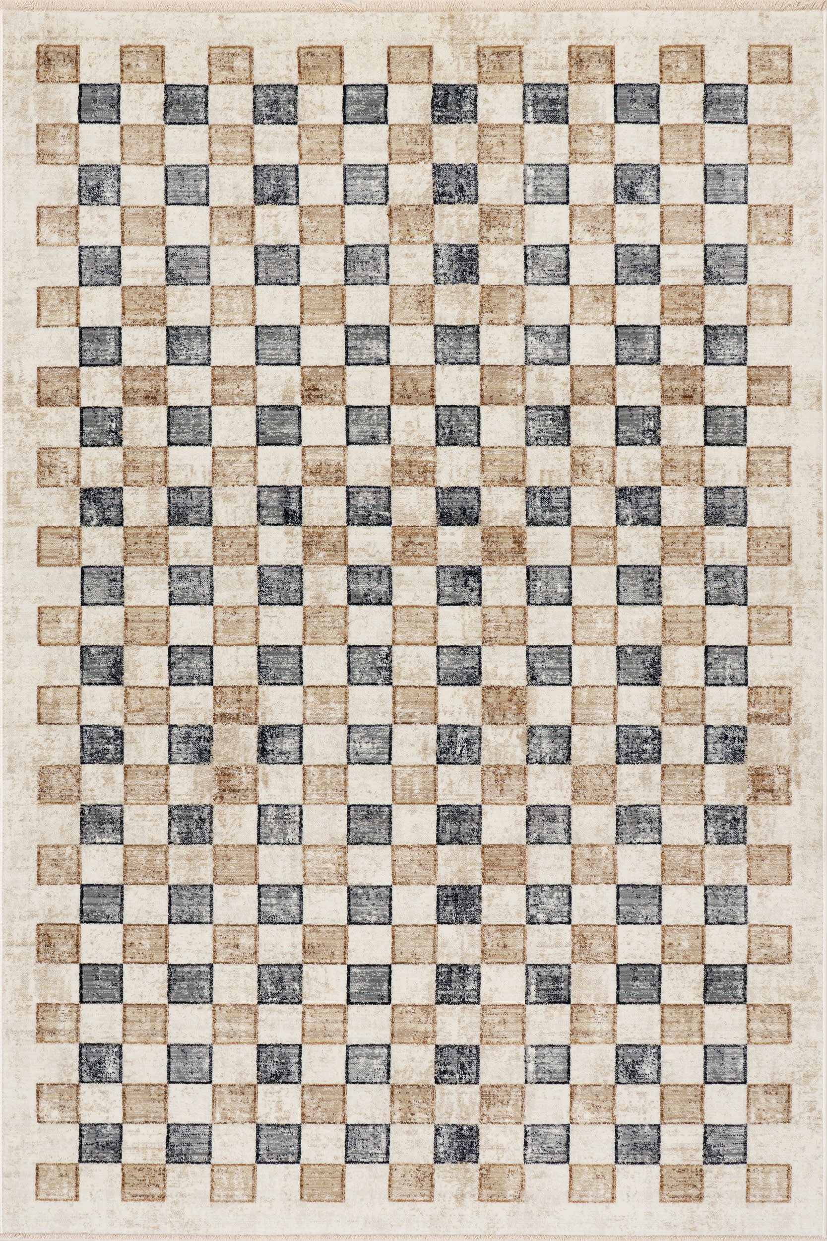 Izenna Modern Checkered Rug | Beige