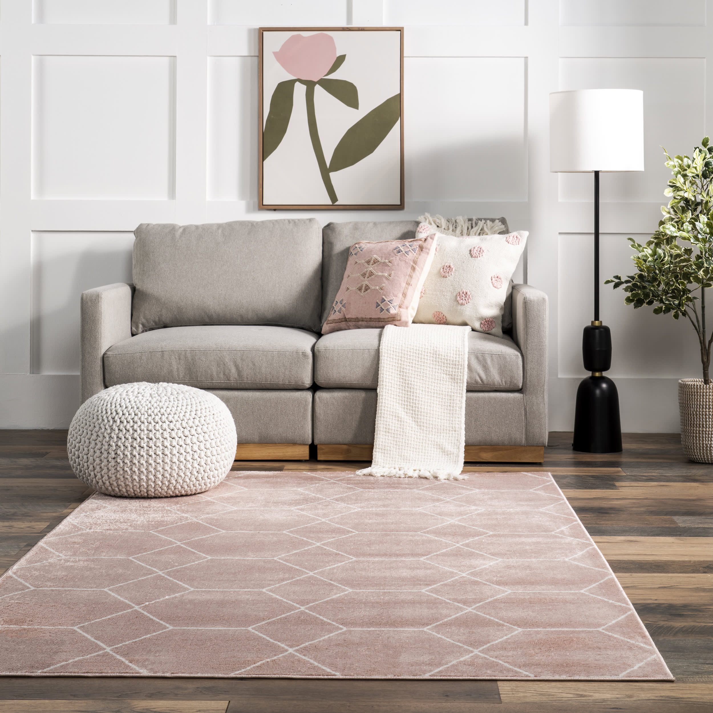 Jacqueline Honeycomb Trellis Rug | Pink - Image 4