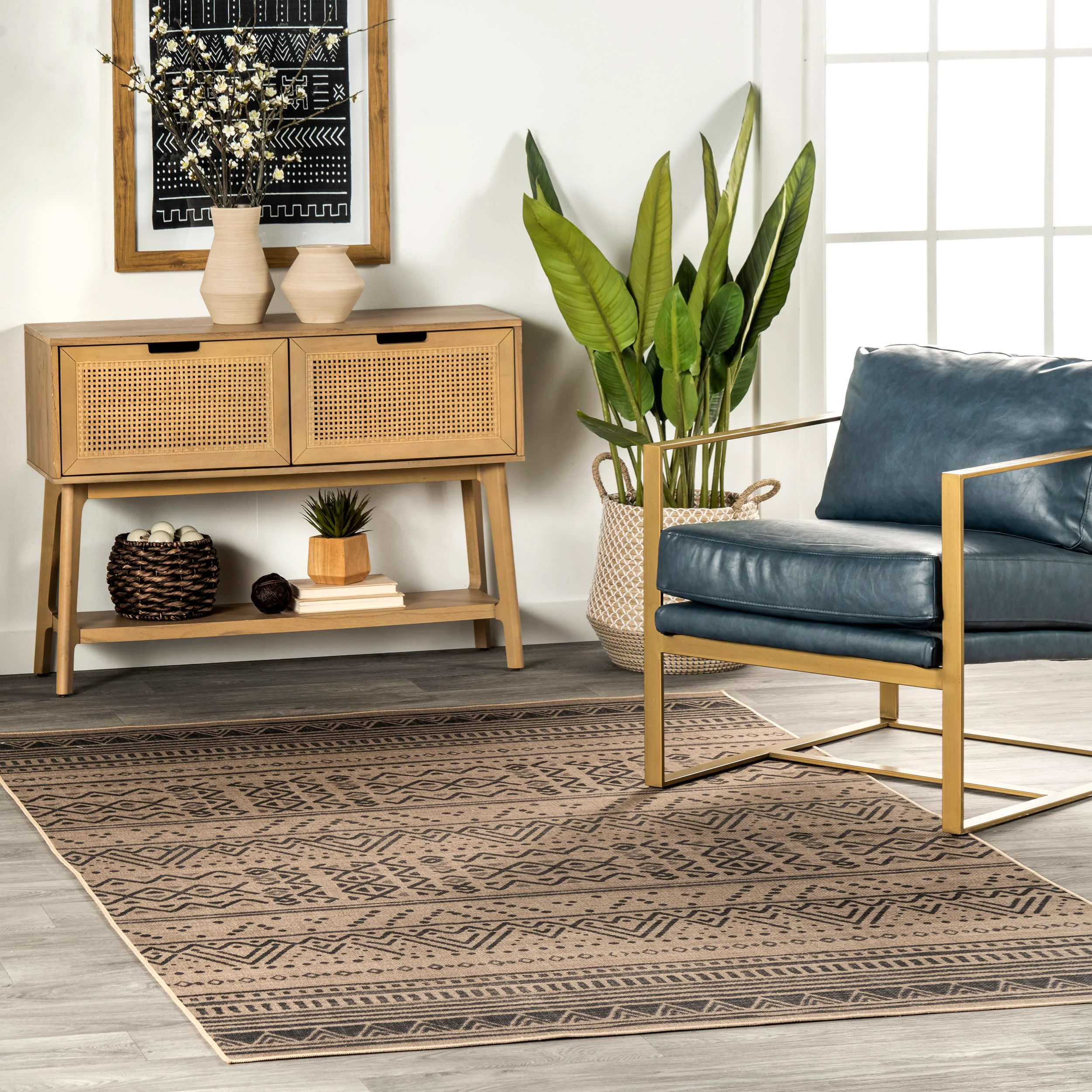 Janet Easy-Jute Washable Bohemian Rug | Natural - Image 2