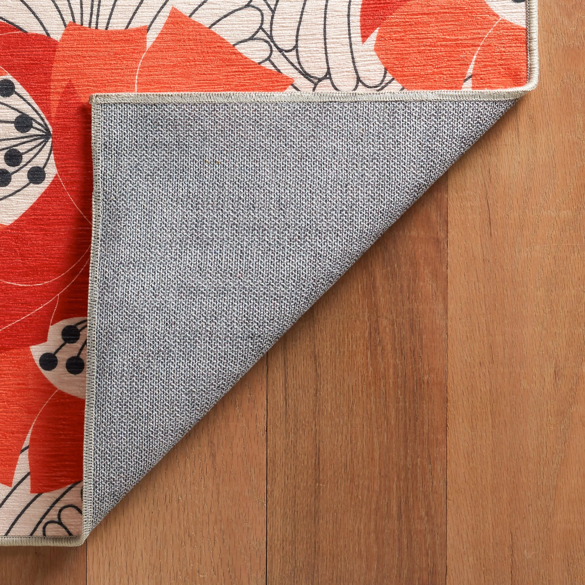 Japanese Poppy Machine Washable Rug | Multi - Image 7