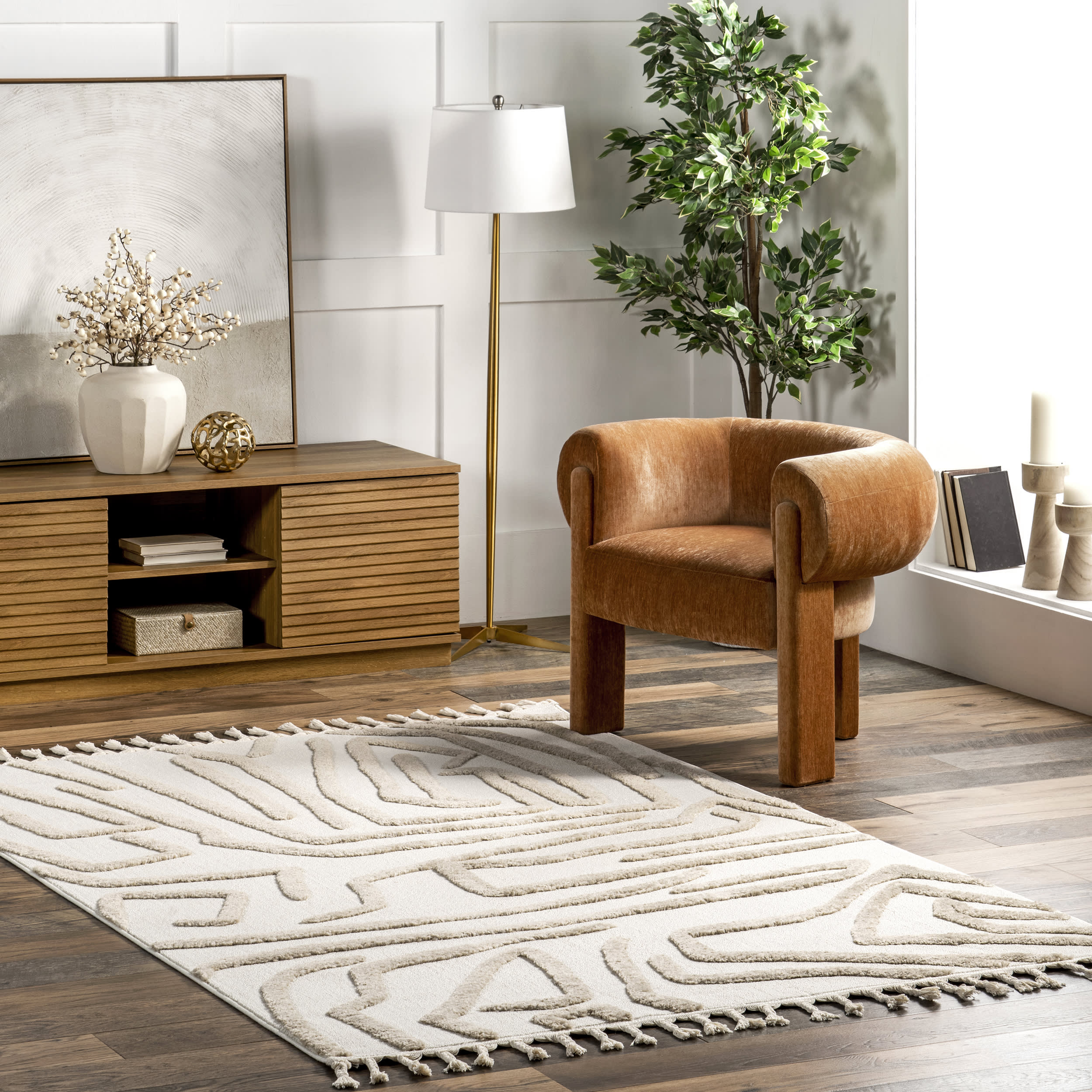 Jayla Abstract Art Rug | Ivory - Image 2