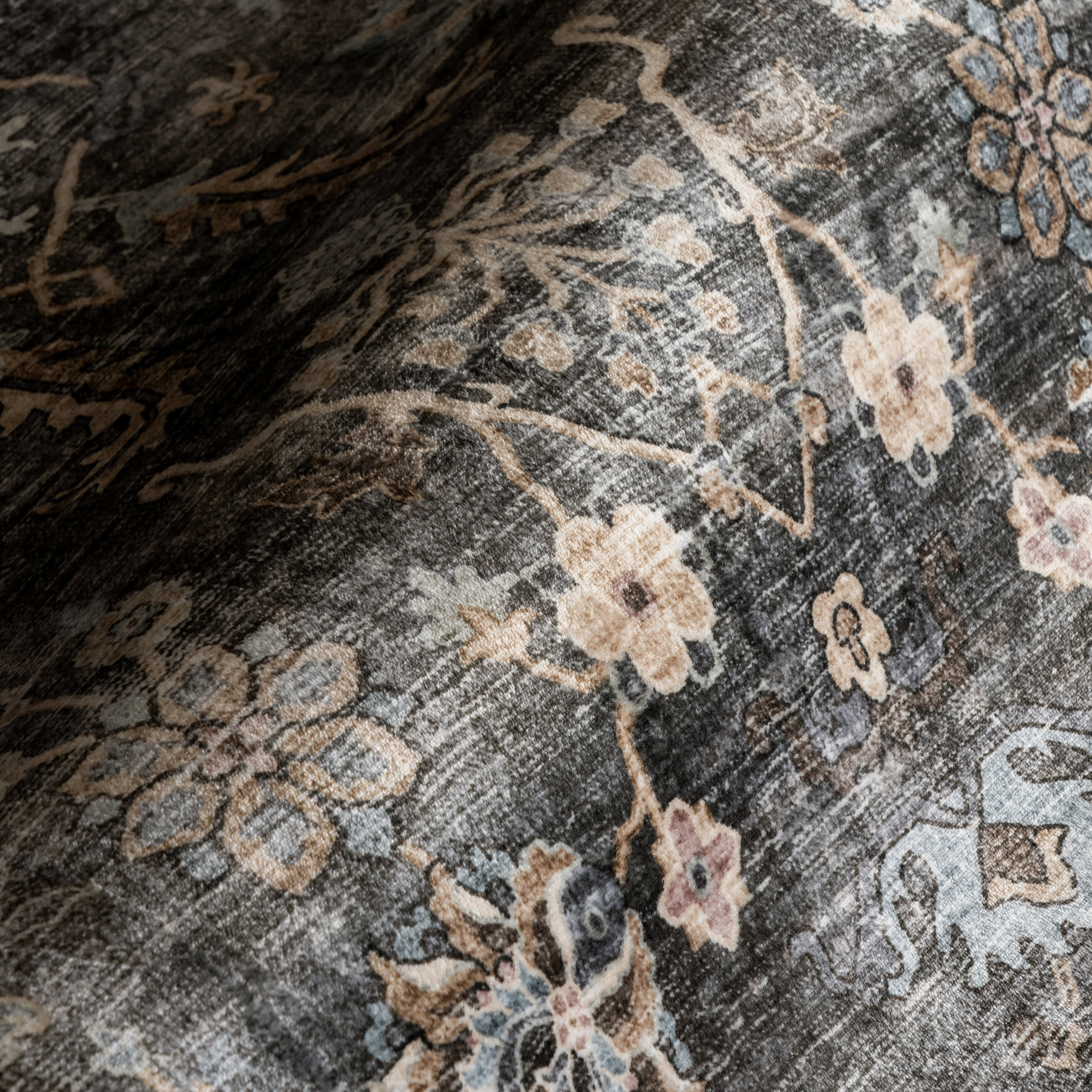 Jaylah Medallion Washable Rug | Charcoal - Image 3