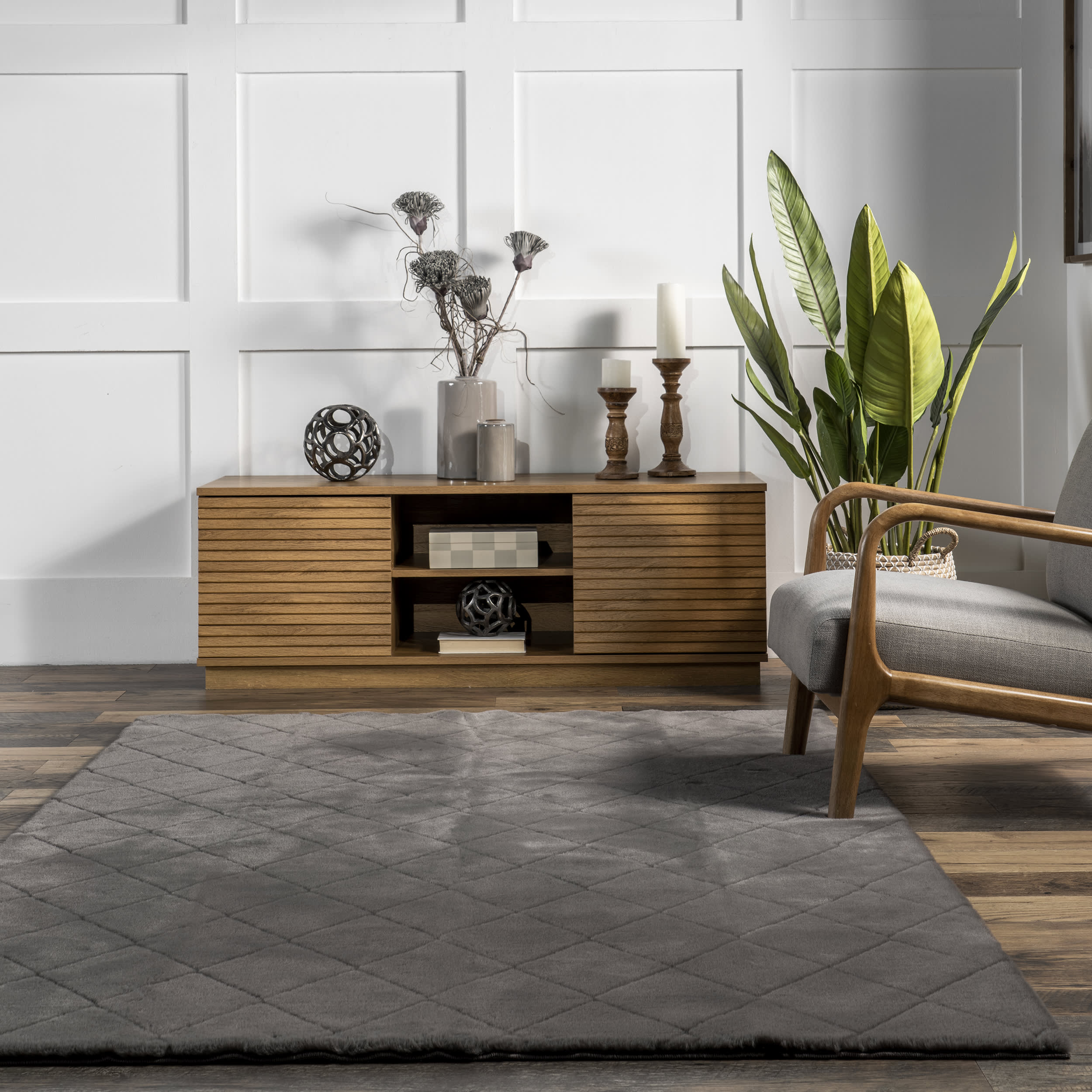 Jaylene Trellis Plush Cloud Washable Rug | Charcoal - Image 4