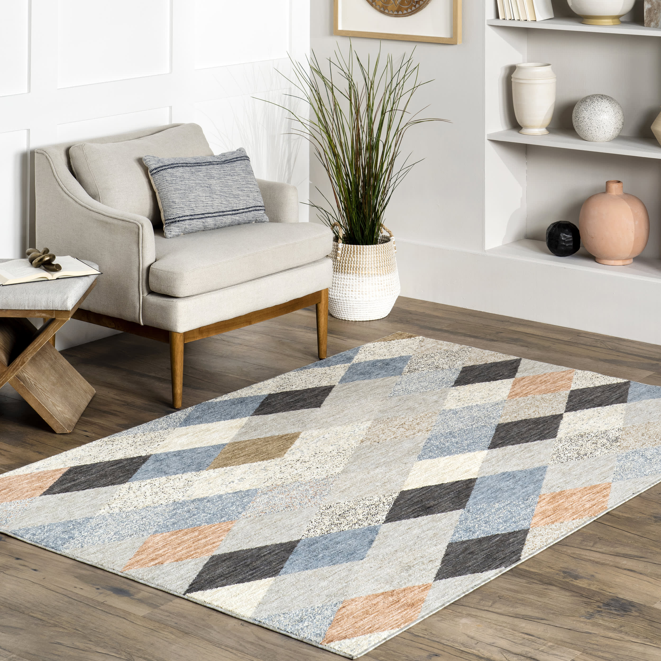 Jess Renewed Argyle Rug | Grey - Image 2