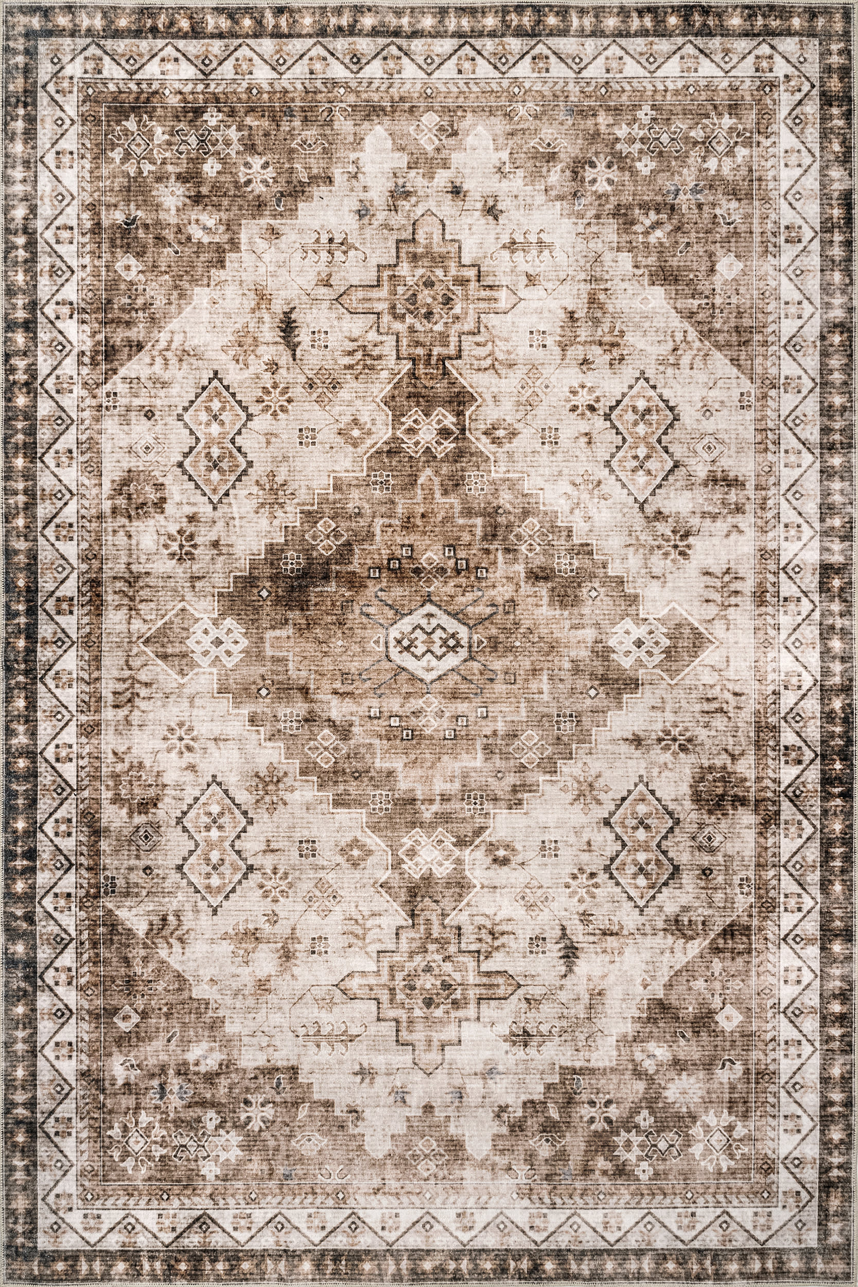 Jessamine Spill Proof Washable Geometric Rug | Beige