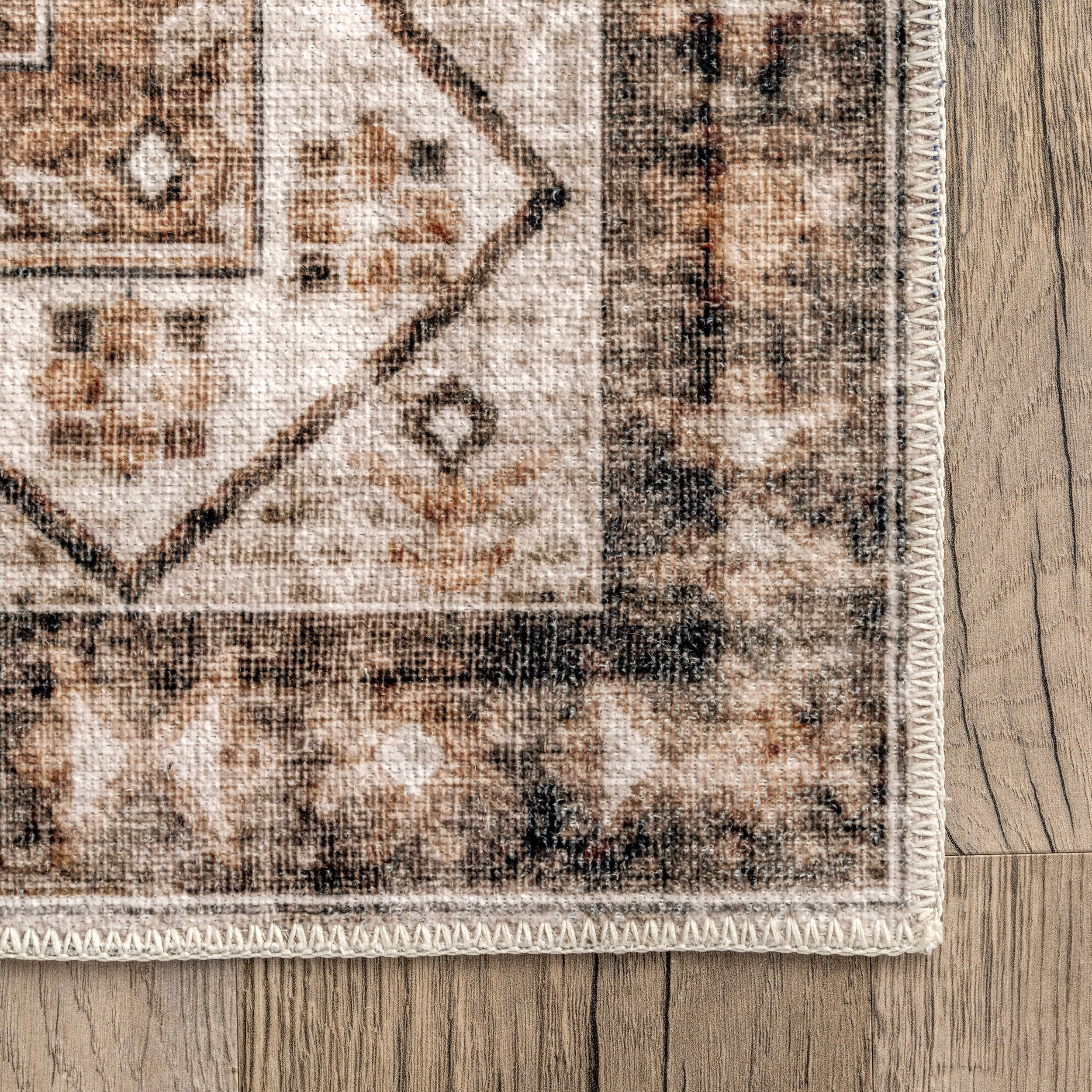 Jessamine Spill Proof Washable Geometric Rug | Beige - Image 3