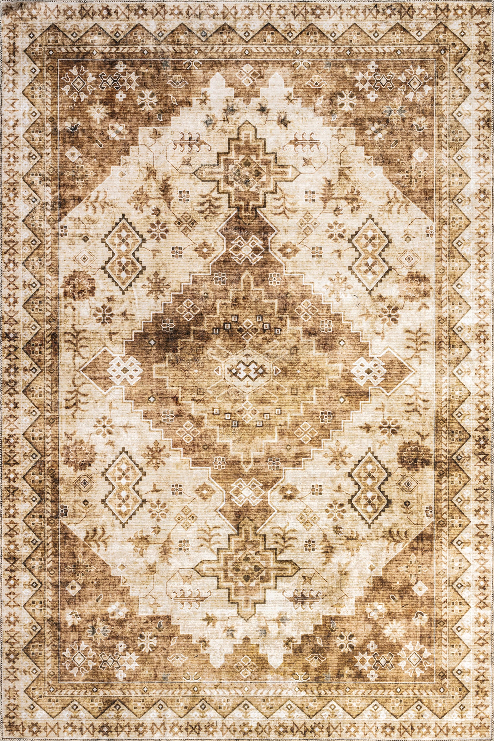 Jessamine Spill Proof Washable Geometric Rug | Tan