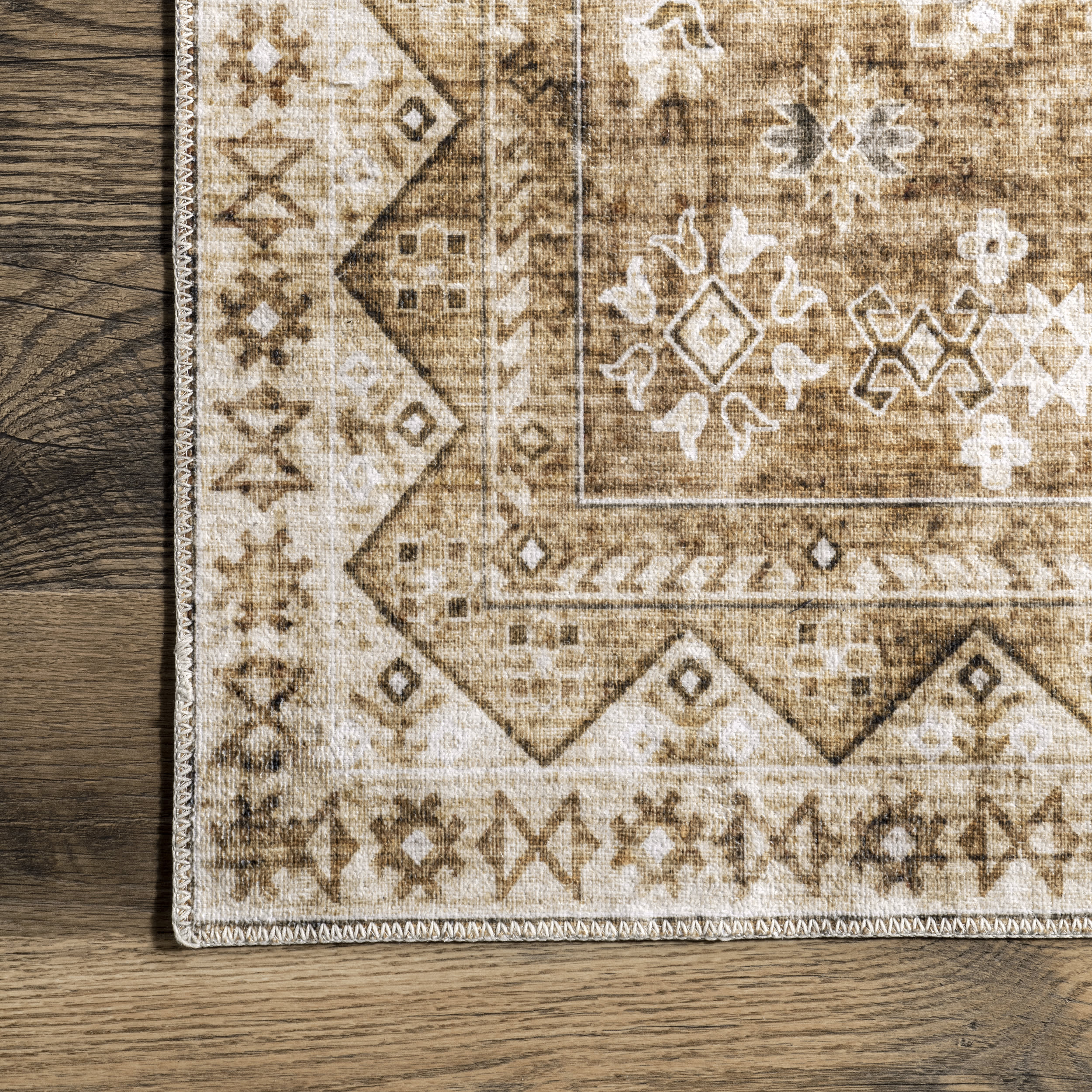 Jessamine Washable Geometric Rug | Tan - Image 3