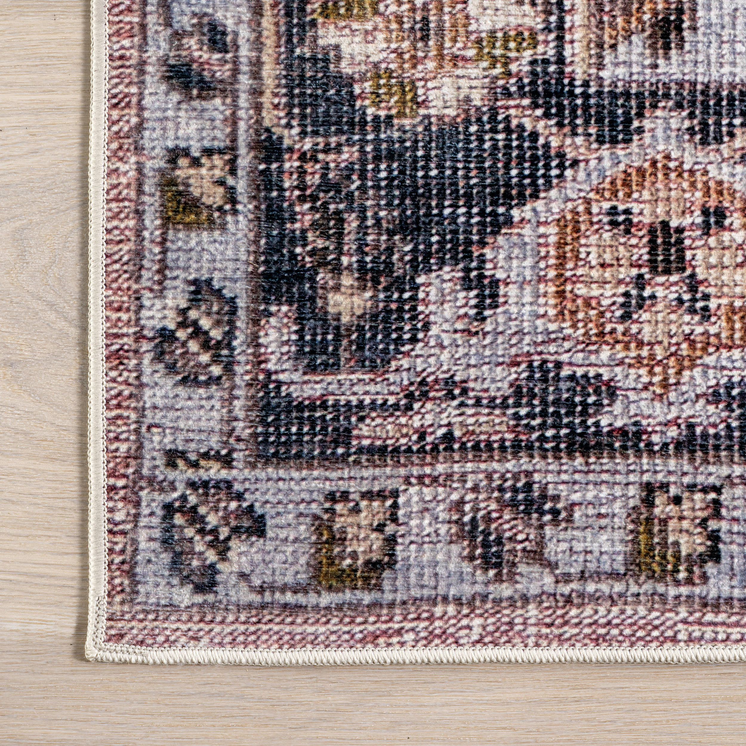 Jewel Medallion Spill Proof Washable Rug | Light Pink - Image 4