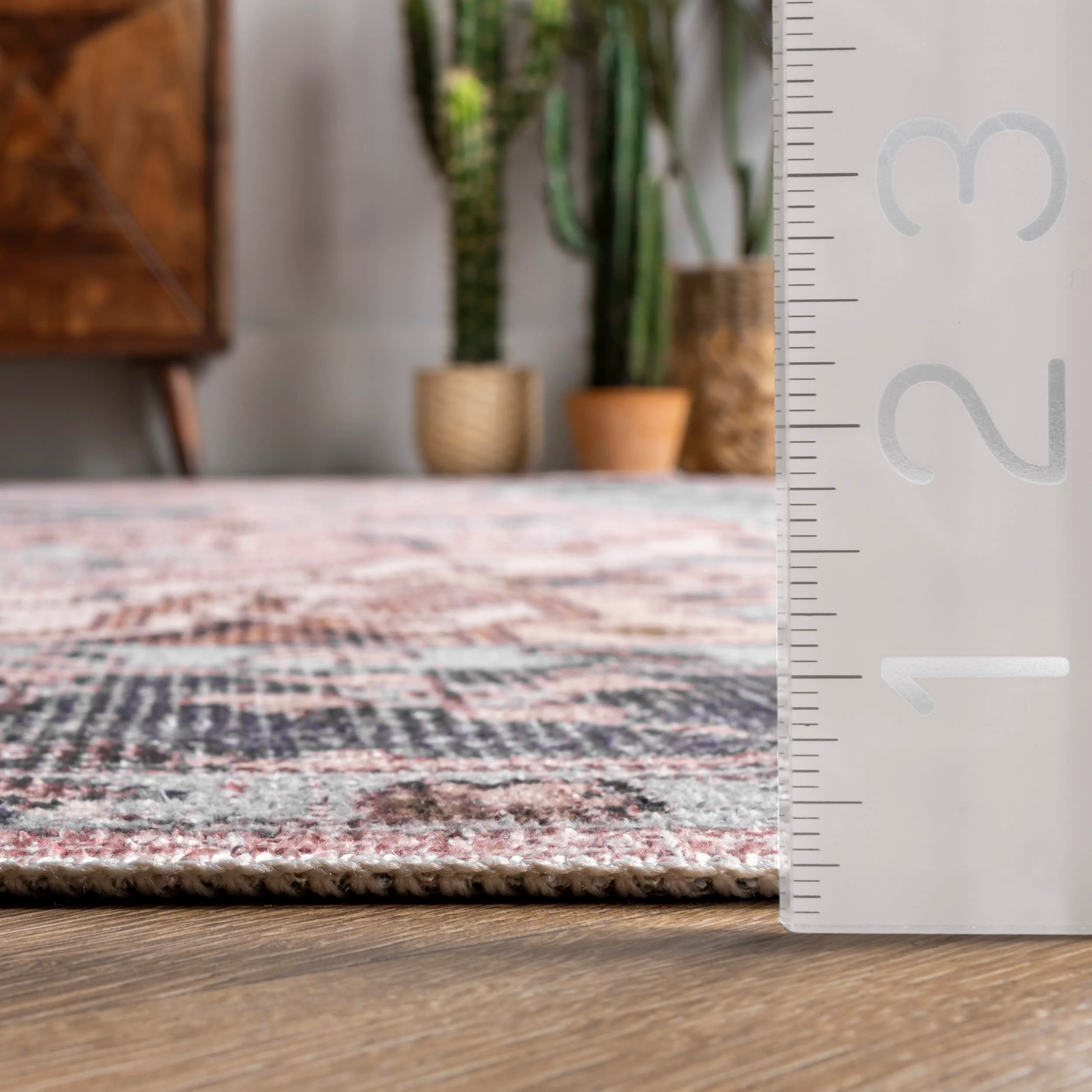 Jewel Medallion Washable Rug | Light Pink - Image 5
