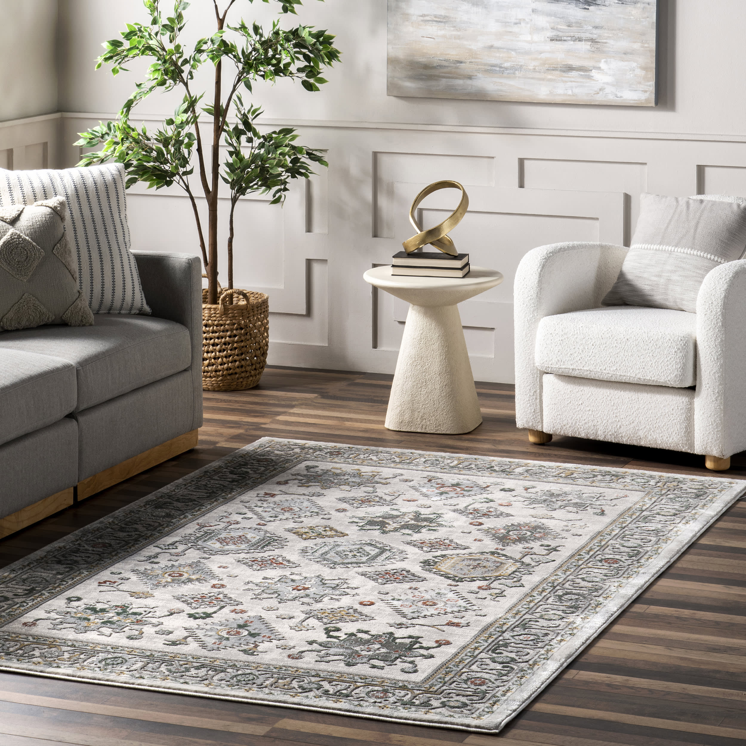 Joanna Bordered Medallion Rug | Beige - Image 2
