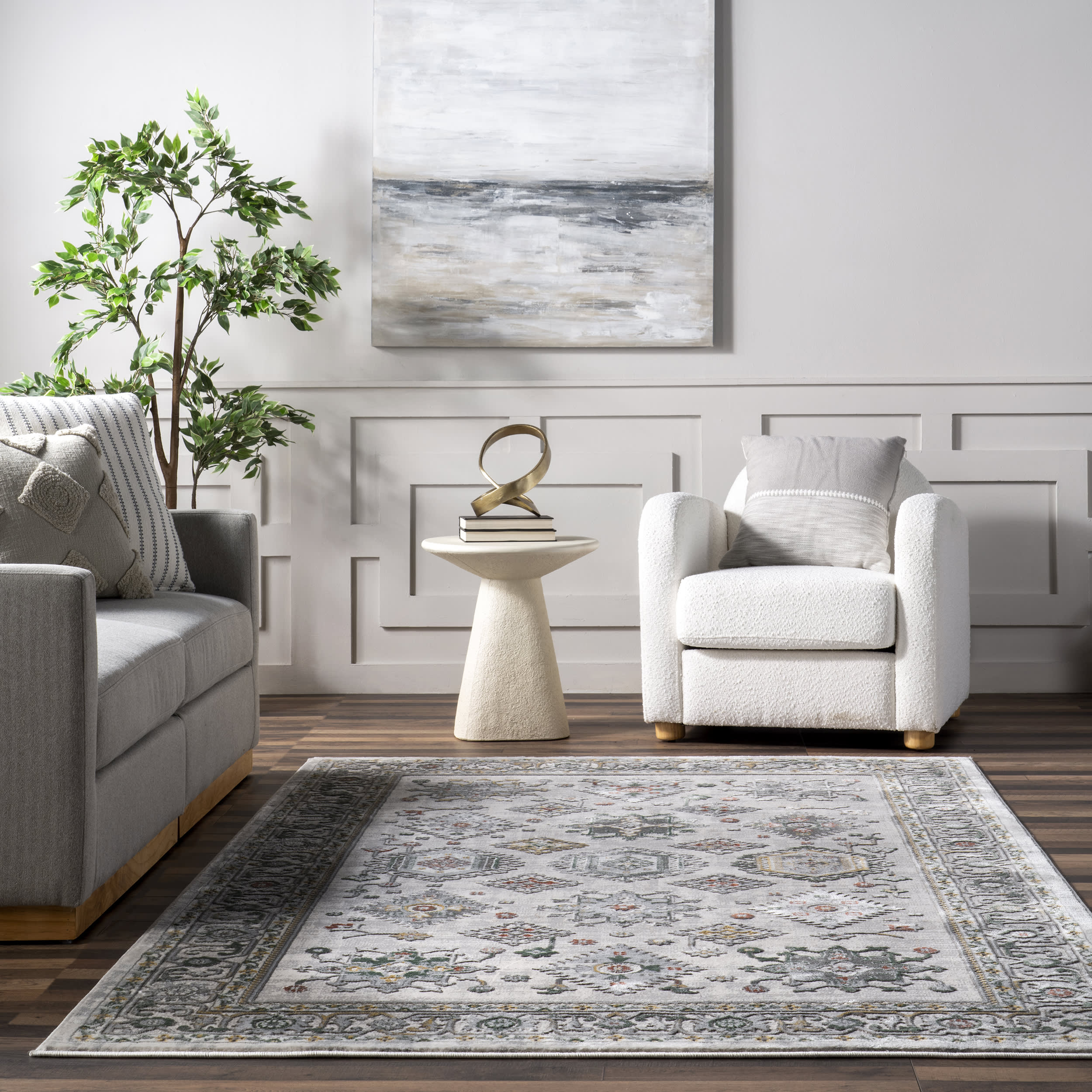 Joanna Bordered Medallion Rug | Beige - Image 4