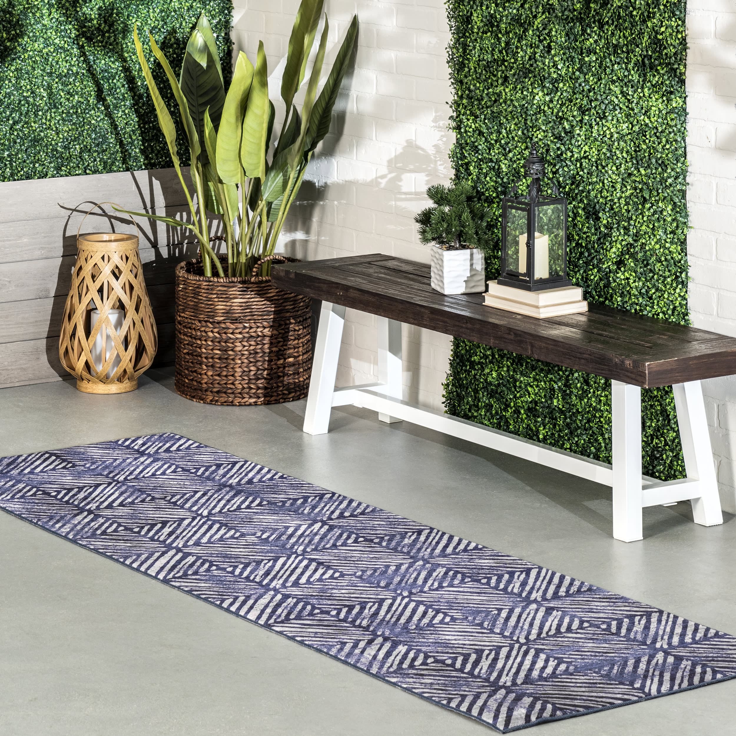 Johanna Tiled Washable Indoor/Outdoor Rug | Blue - Image 2