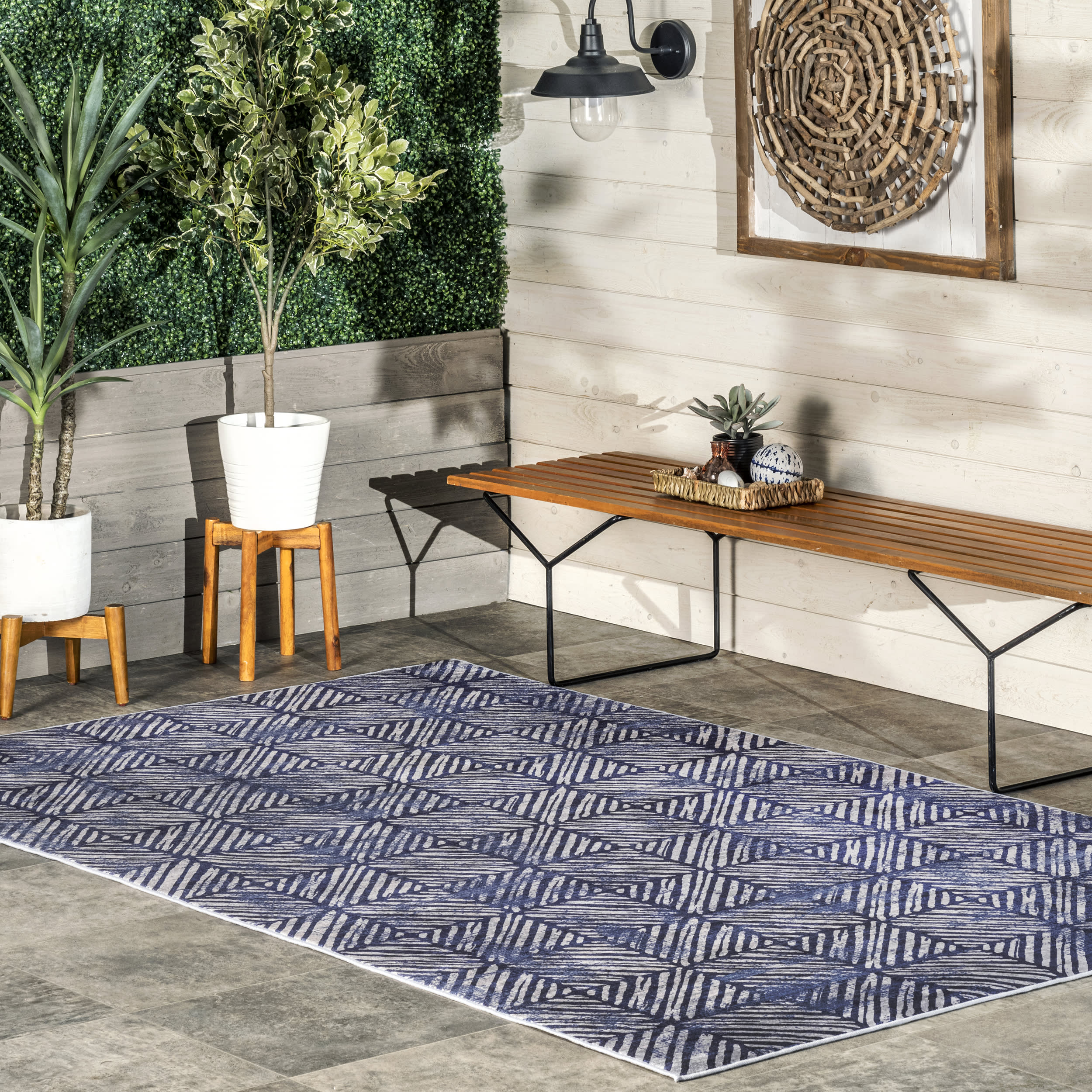Johanna Tiled Washable Indoor/Outdoor Rug | Blue - Image 2