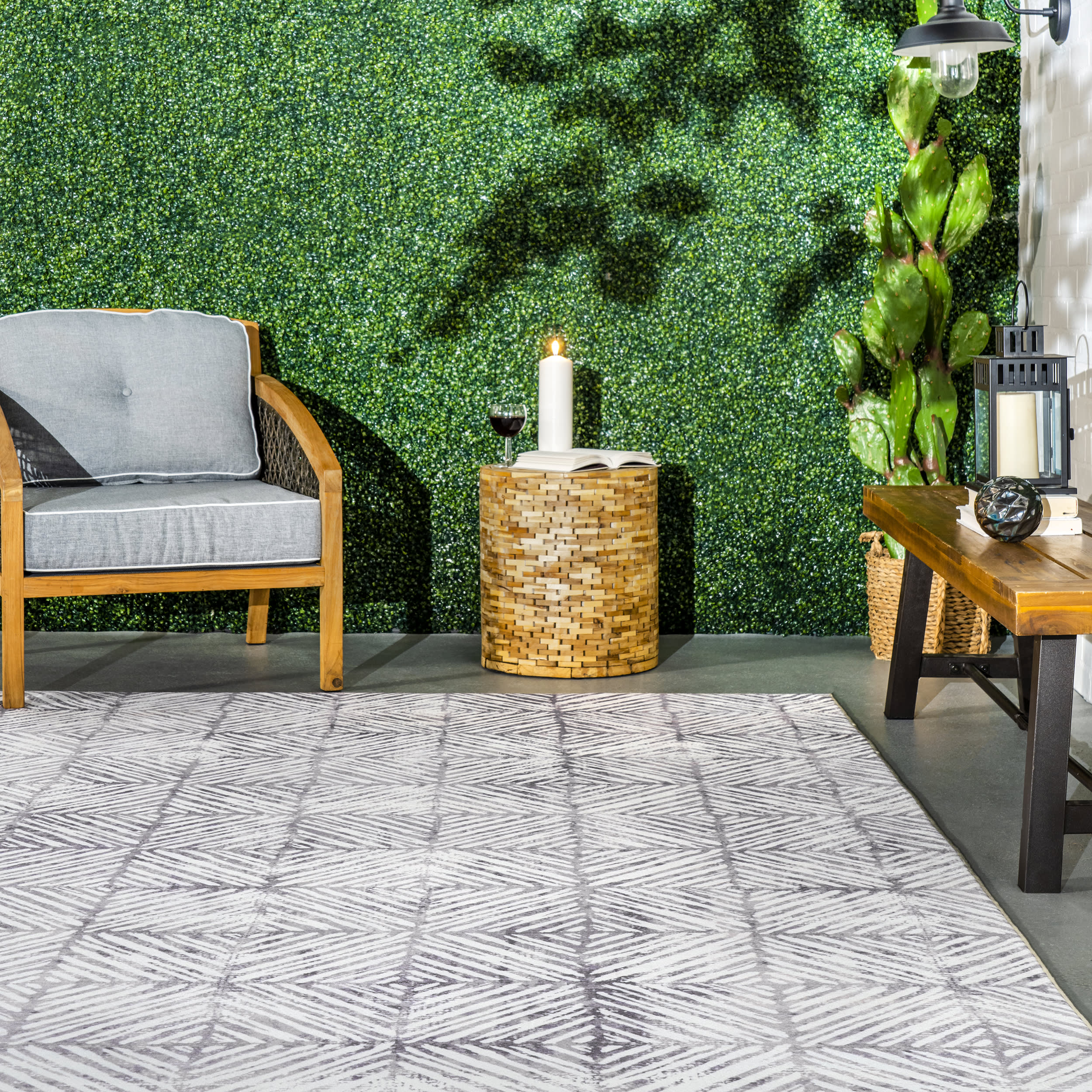 Johanna Tiled Washable Indoor/Outdoor Rug | Grey - Image 4
