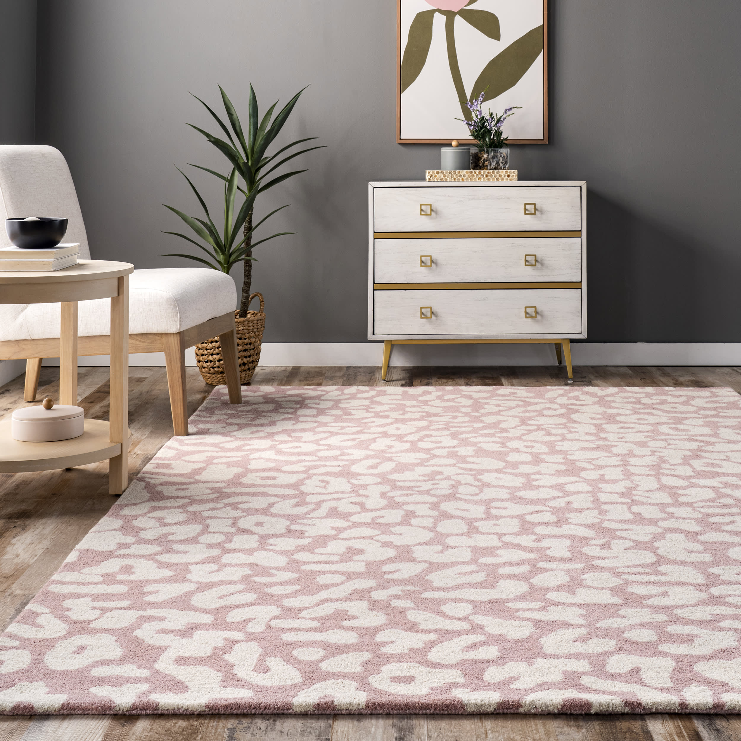 Josephine Wool Leopard Rug | Peach - Image 4