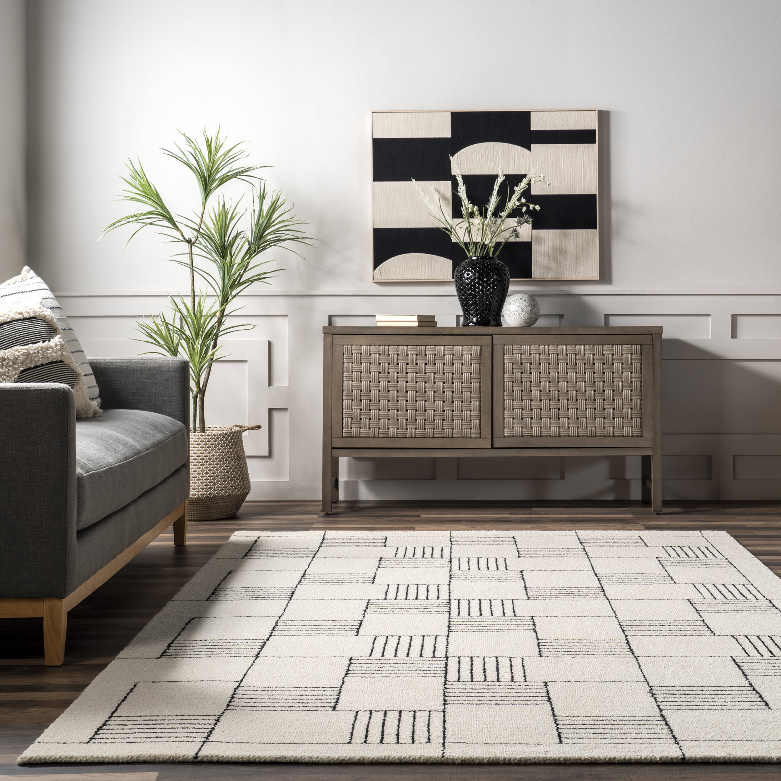 Jourdan Modern Wool Rug | Ivory - Image 4