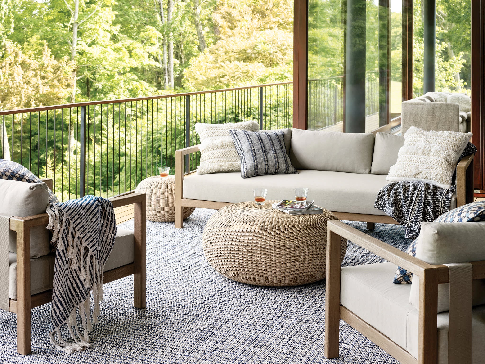 Journey Handwoven Indoor/Outdoor Rug | Blue - Image 3