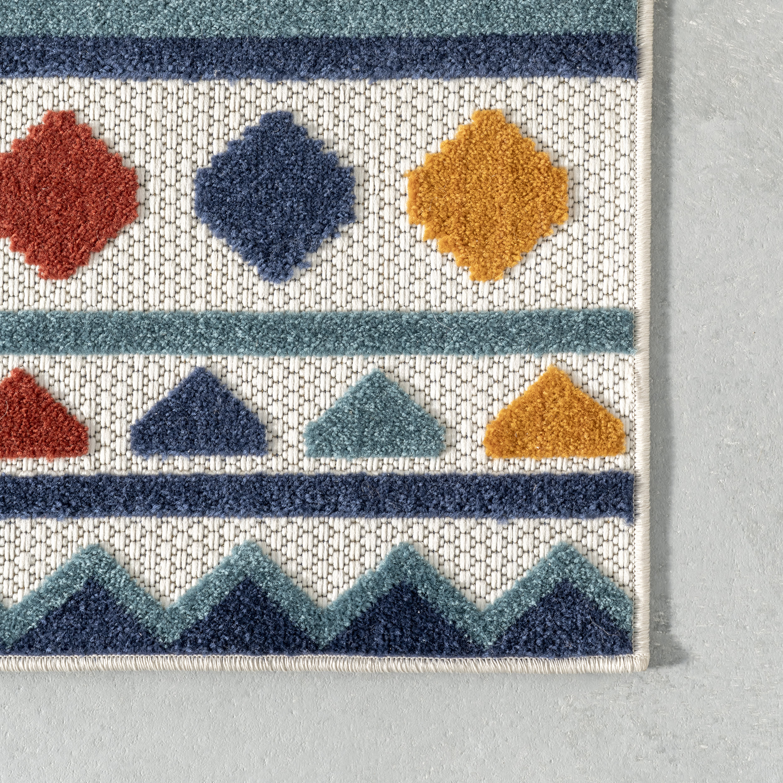 Jovani Geometric Indoor/Outdoor Rug | Blue - Image 3