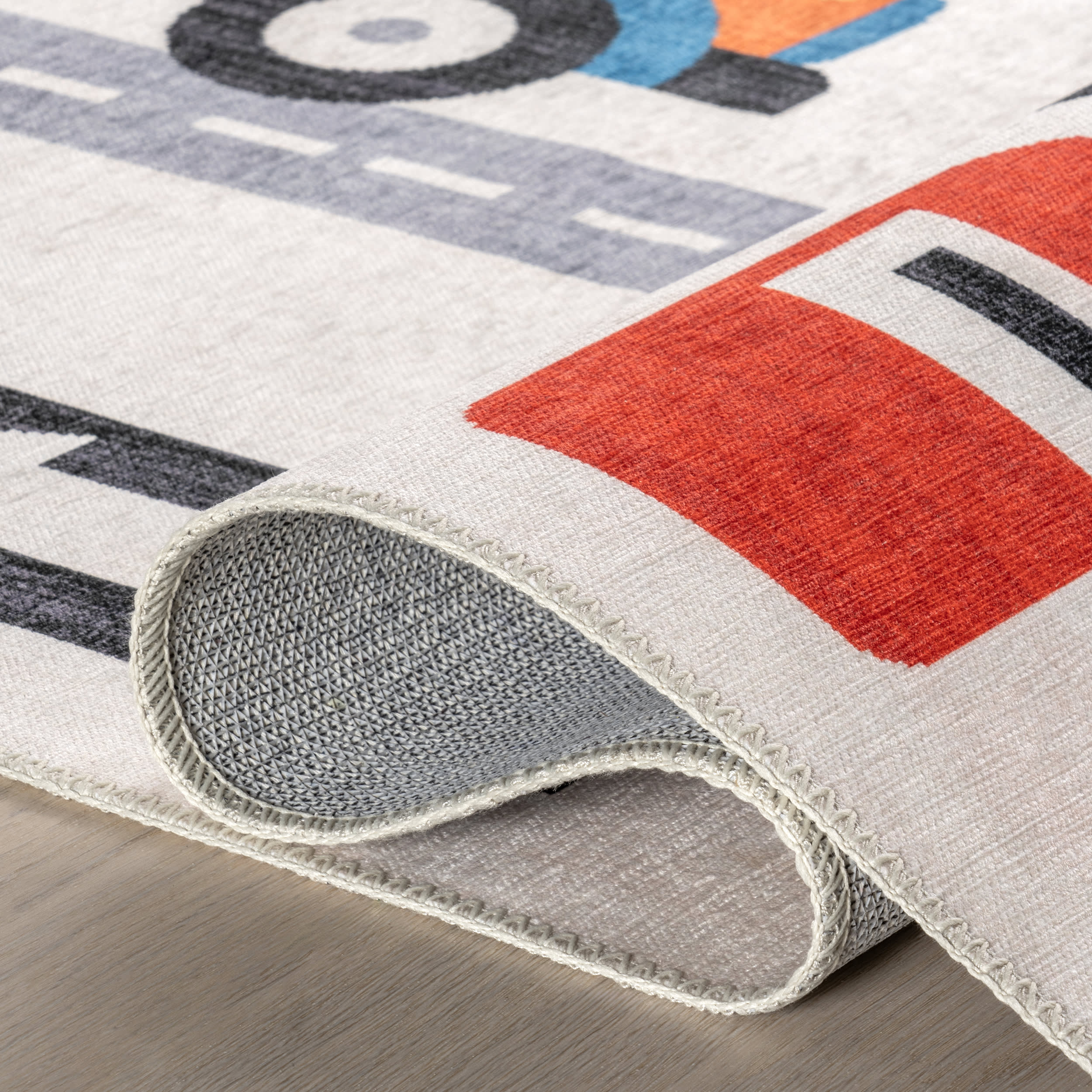 Jules Kids Spill Proof Washable Play Time Rug | White Multicolor - Image 9