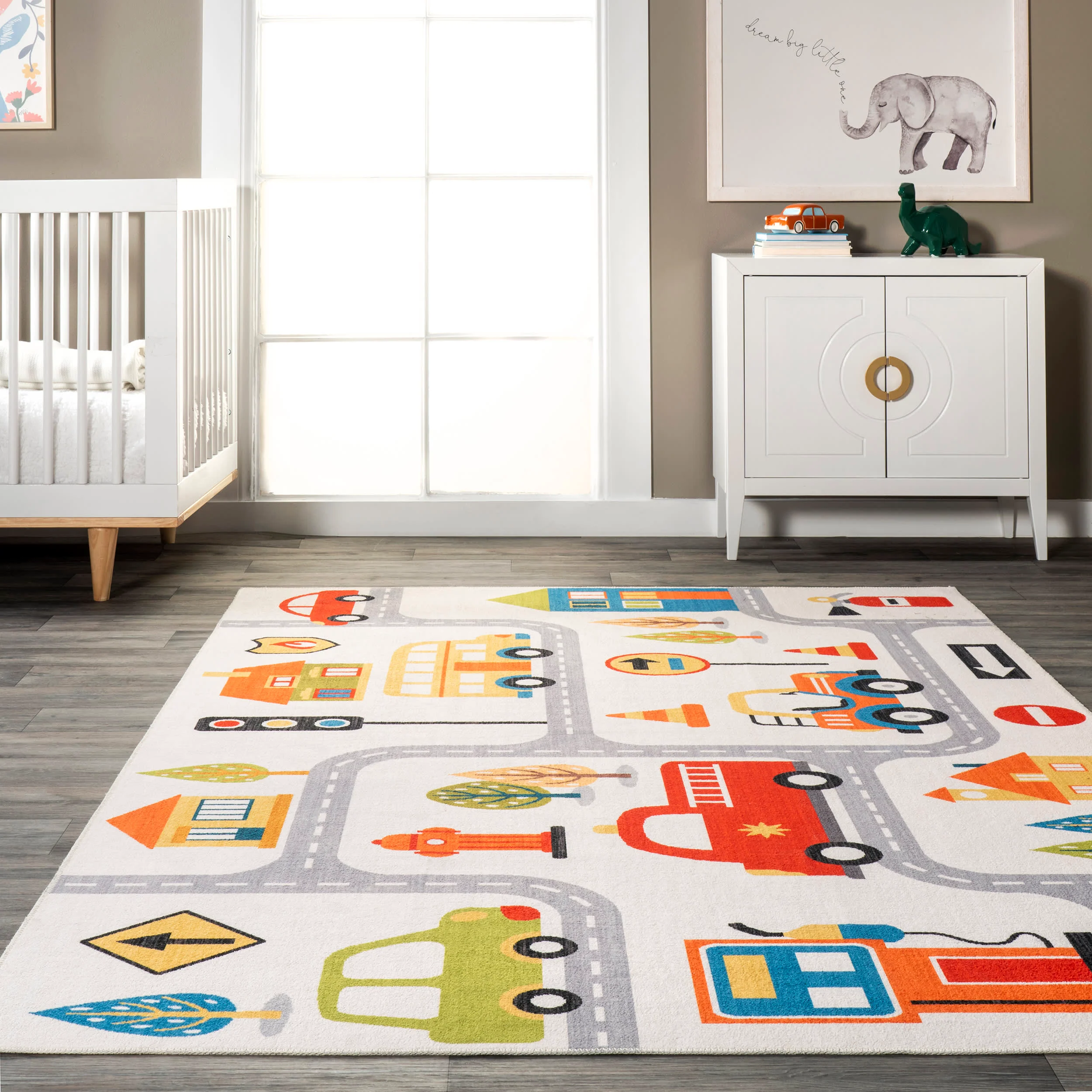 Jules Kids Washable Play Time Rug | White Multicolor - Image 4